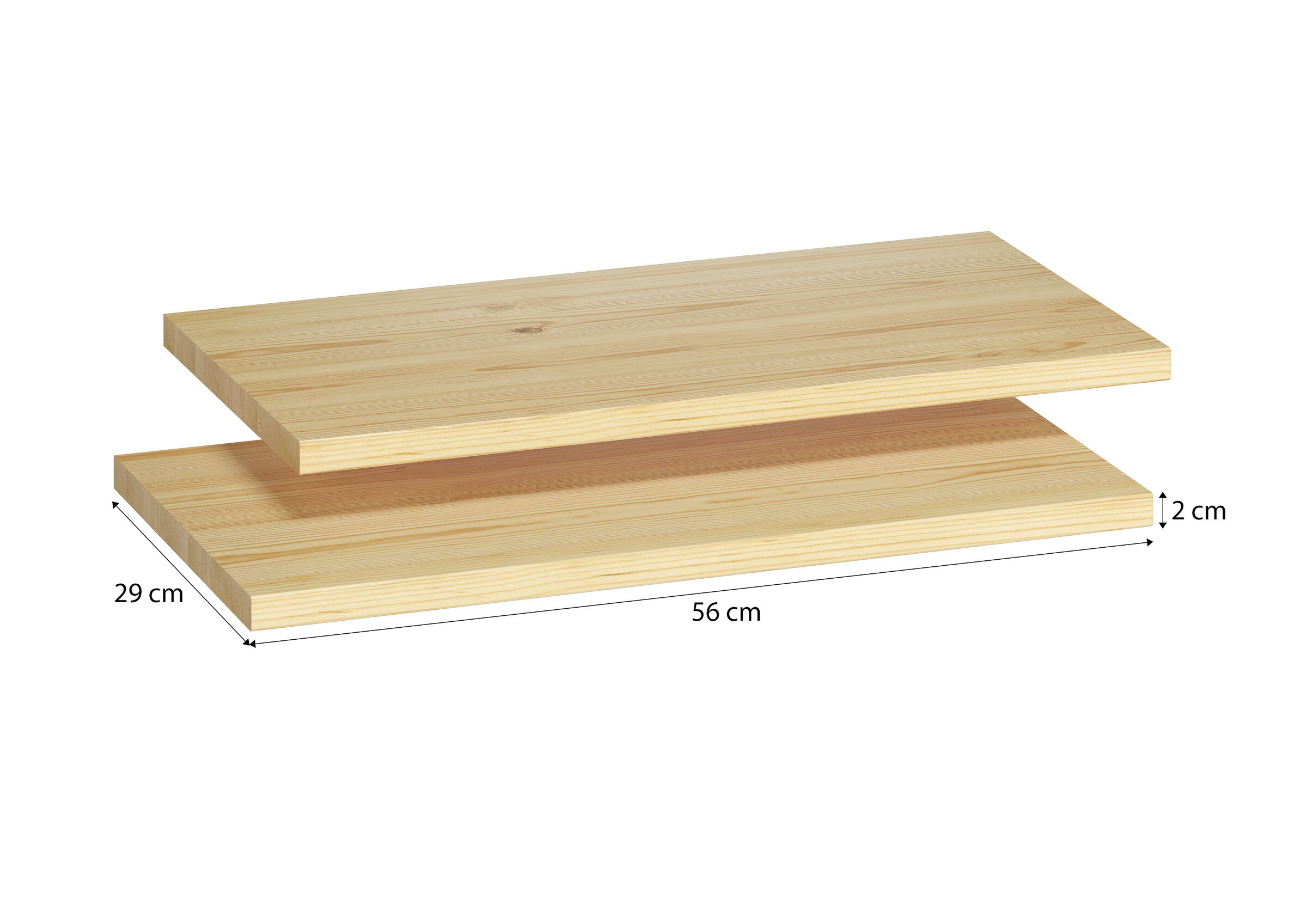 Holzregal, Holzbrett, Holzplatte, Massivholz, Regalträger, Massivholz Böden 56x29 cm
