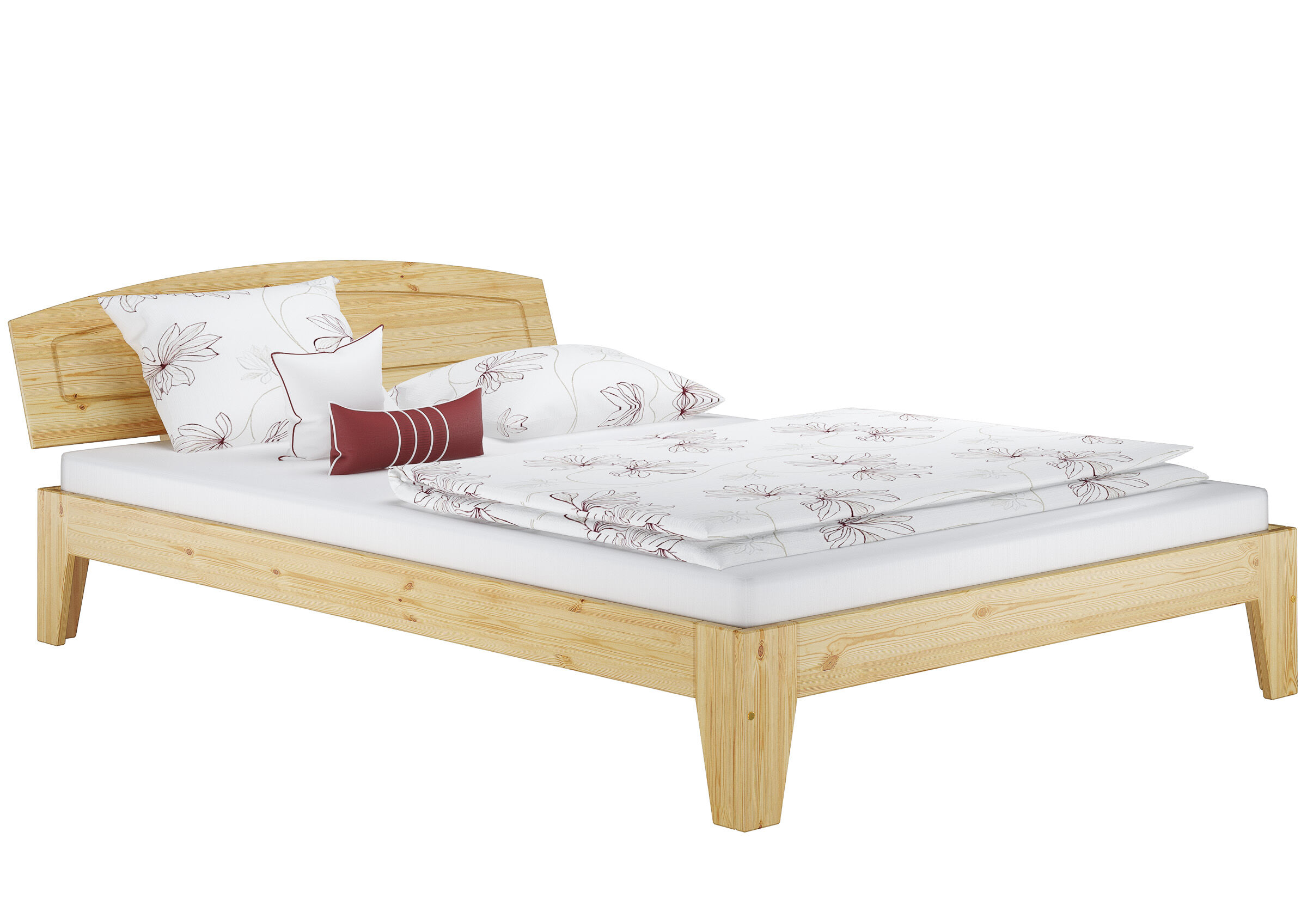bettenrahmen, holzbettrahmen, doppelbett, naturholz, bettwäsche-muster, Kiefer Doppelbett natur