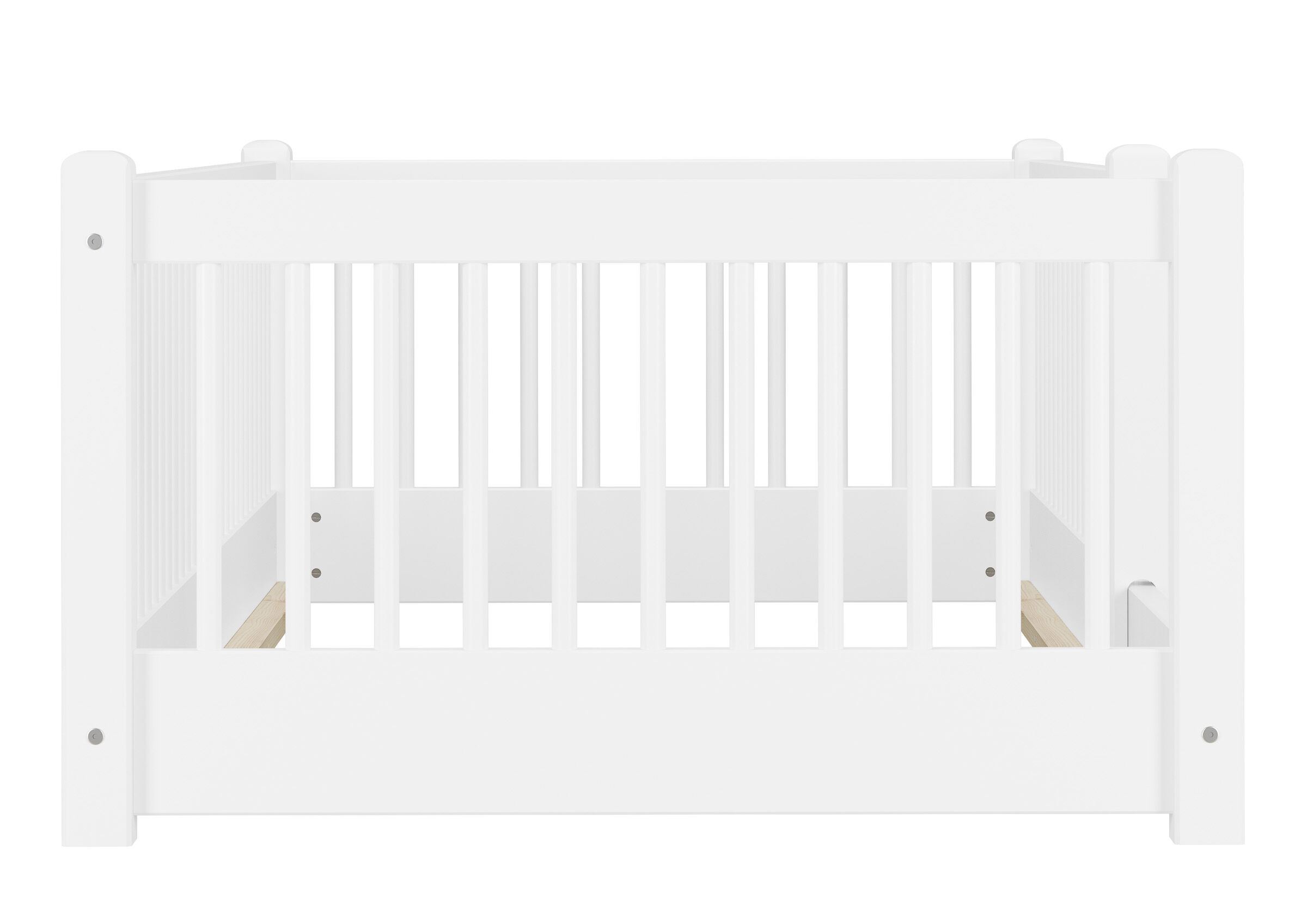 baby crib, weiß, Holzlatten, Schlitzrohr, Seitentafel, Schönes Kinderbett weiß