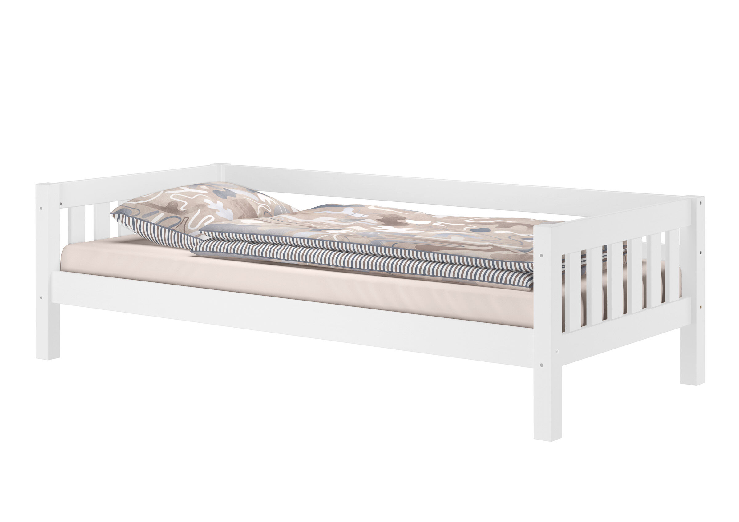Einzelbett, Holzbett, weiß, Bettgestell, Holzkonstruktion,