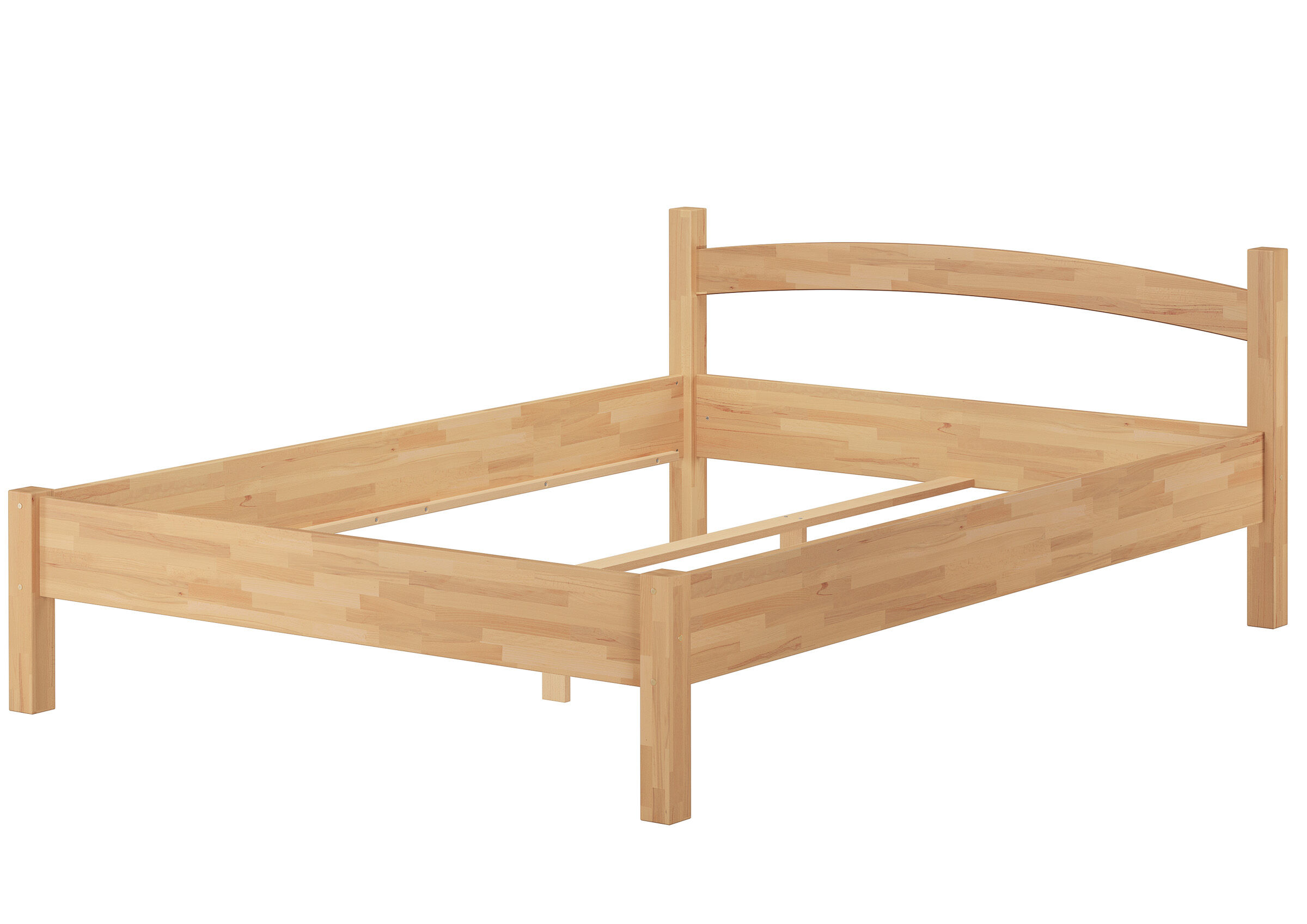 Holzbett, Kinderbett, Einzelbett, Naturholz, Kopfteil, Bettgestell mit Mittelleiste Buche massiv