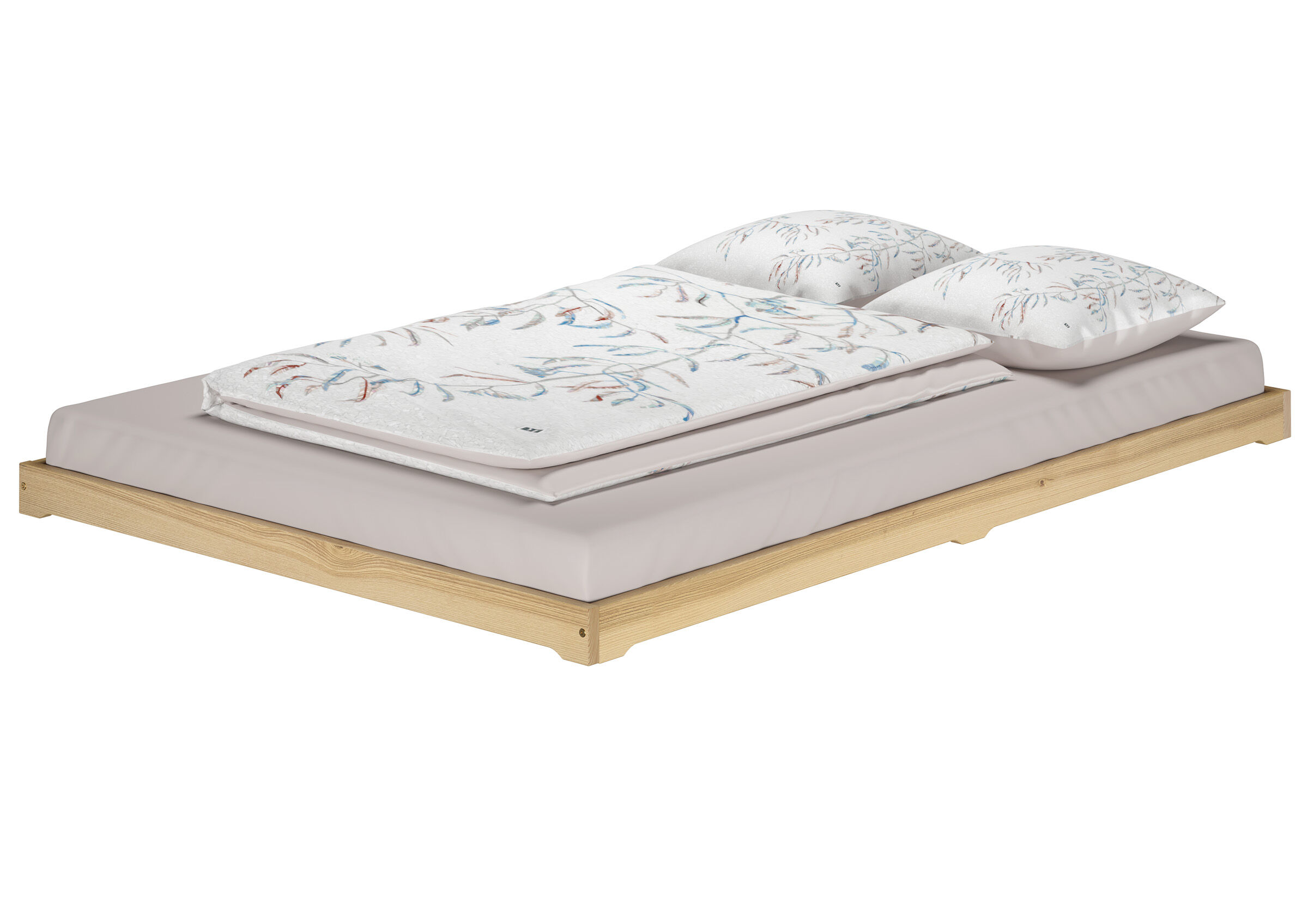 Moebel, Bett, Matratze, Doppelbett aus Esche 140x200