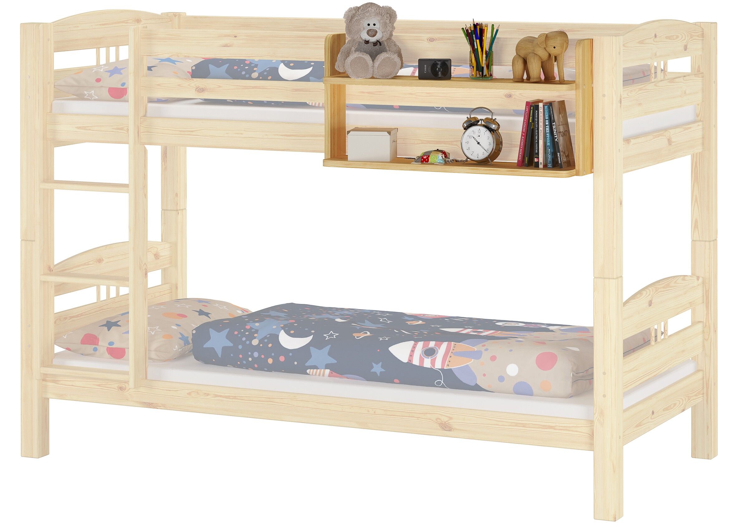 Etagenbett, Bettgestell, Holz, Jungenbett, Möbelzubehör, Einhängeregal für Etagenbett