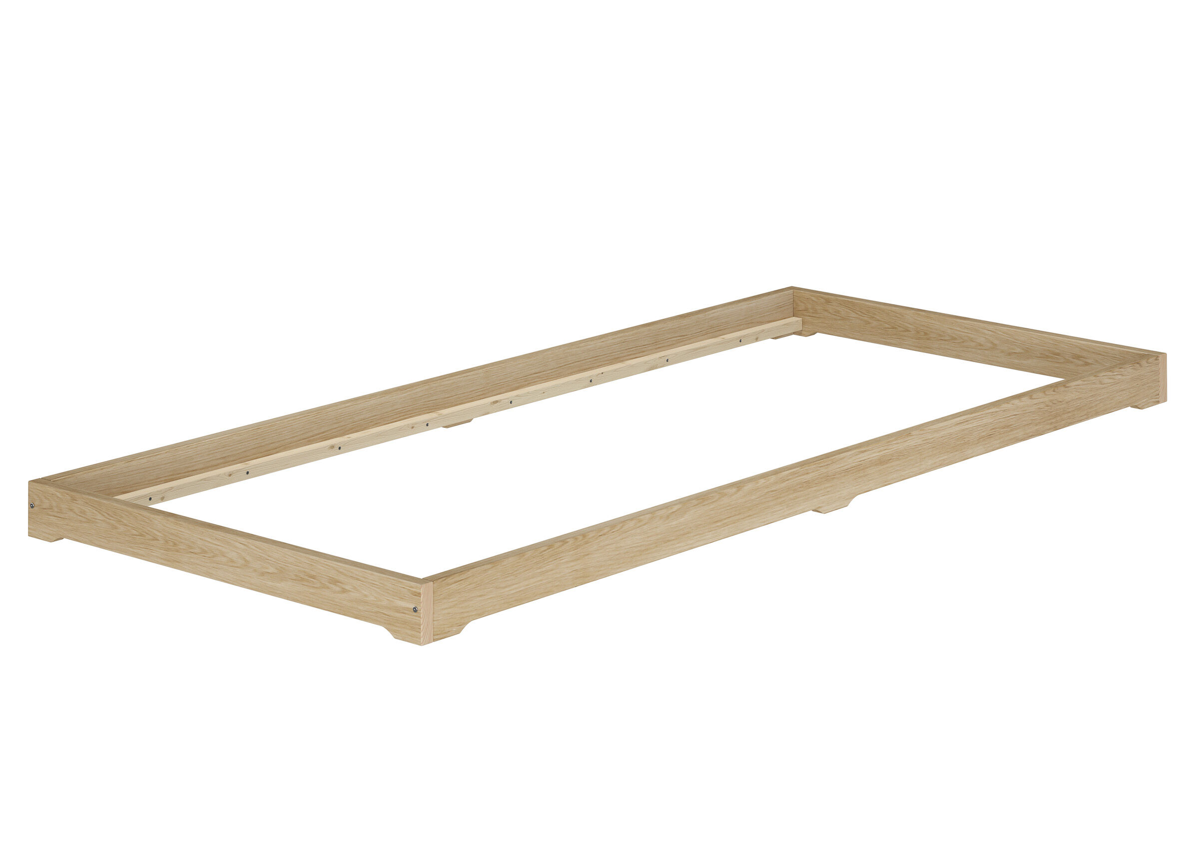 Bettpritsche-90x190 Kurzes Futonbett platzsparend extra niedriges Einzelbett 90x190 Esche geölt V-60.47E-09-190