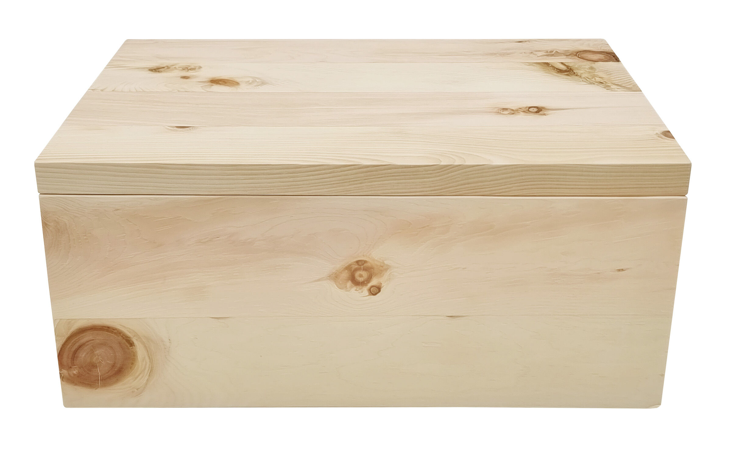 Holzkiste, Holzbox, Naturholz, Lagerbox, Kasterl, Brotkasten aus Zirbenholz mit Deckel und Schneidebrett im Deckel