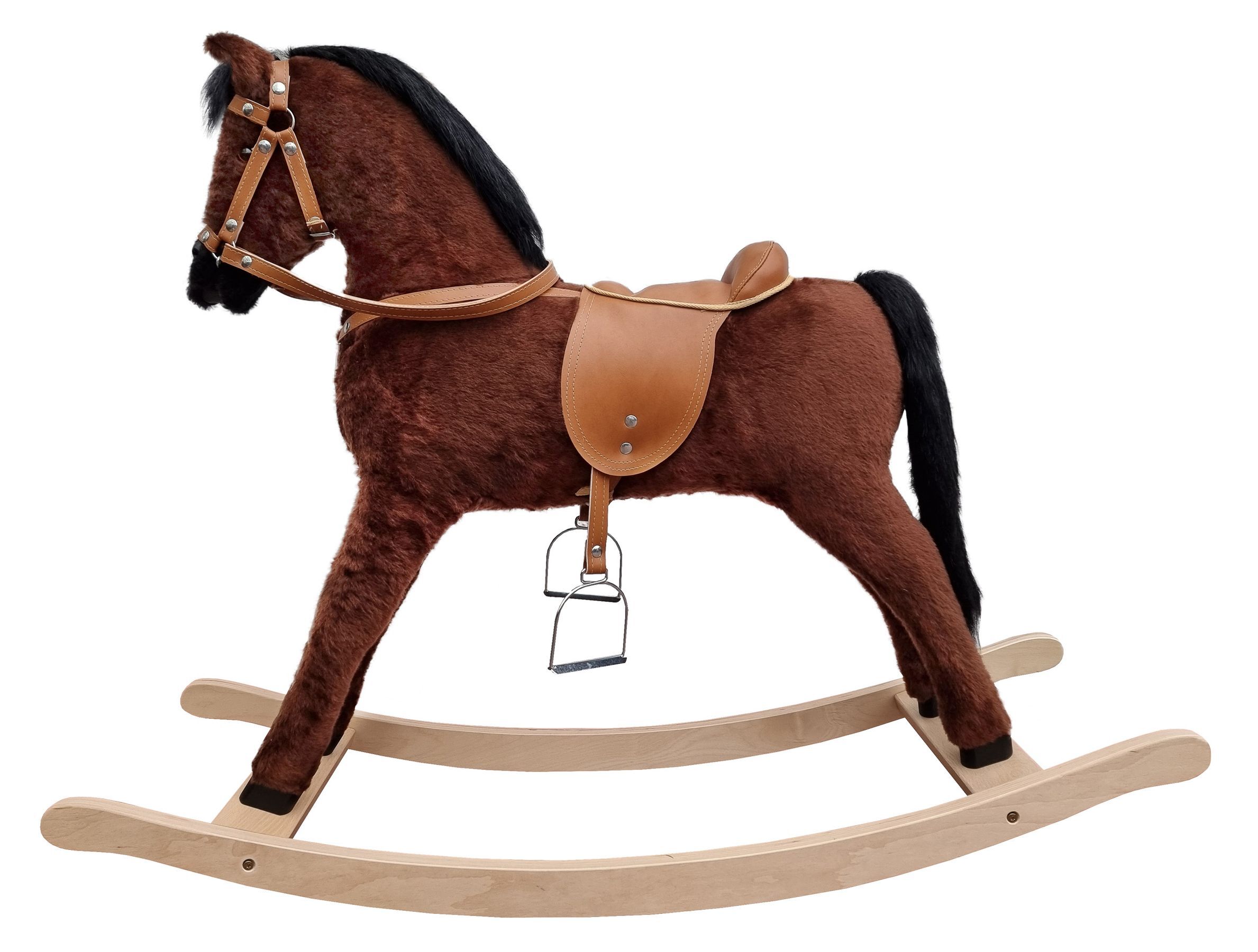 Pferd, Schaukelpferd, Sattel, Fellpelz, Holzrocker, Schaukeltier Pferd braun