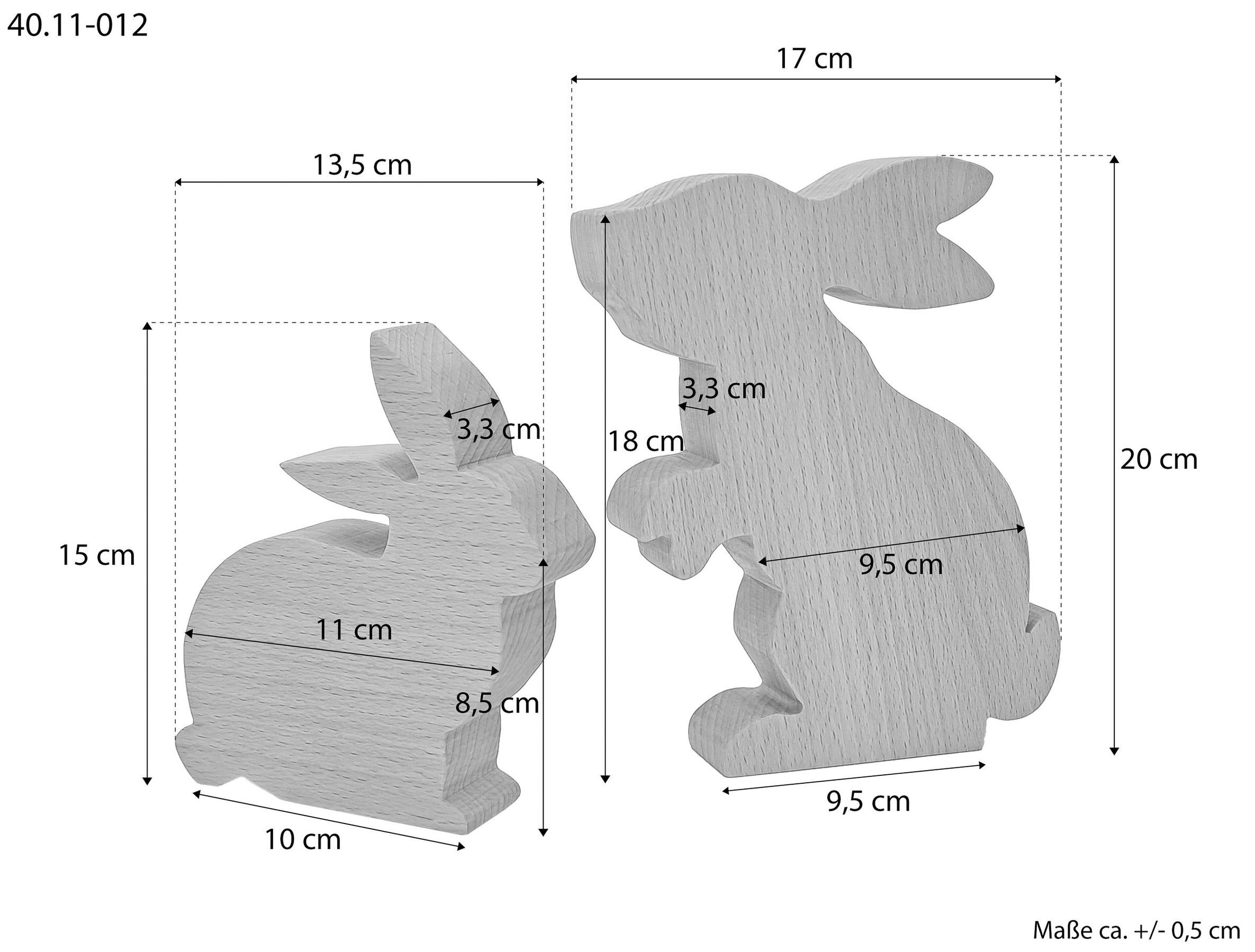 Holzfigur, Hase, Dekofigur, Tierfigur, Kinderspielzeug, Maße der Hasen