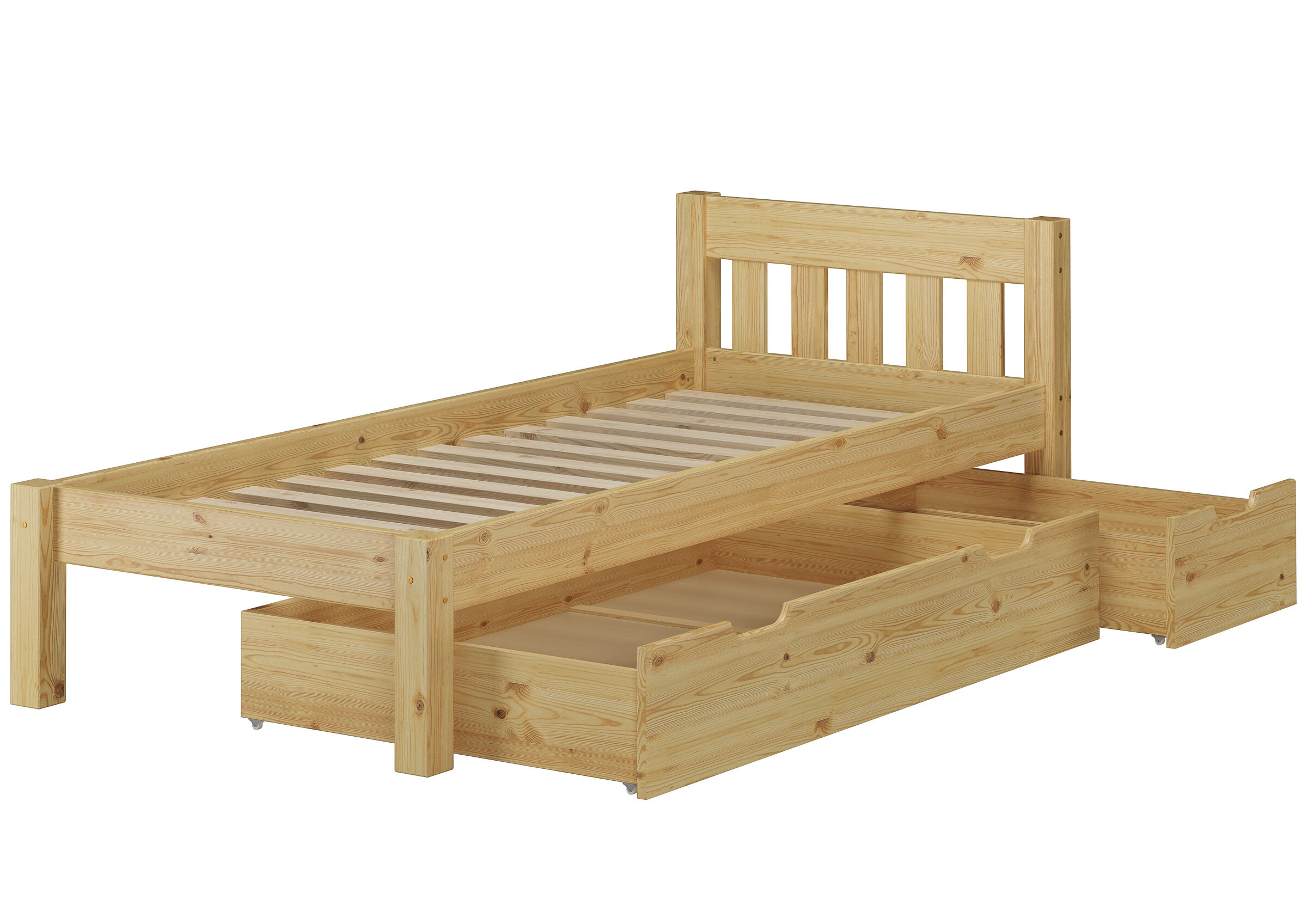 Erst-Holz Solido Letto Classico 90x200 In Pino Massello Laccato Con Doghe Rigide 60 37 09