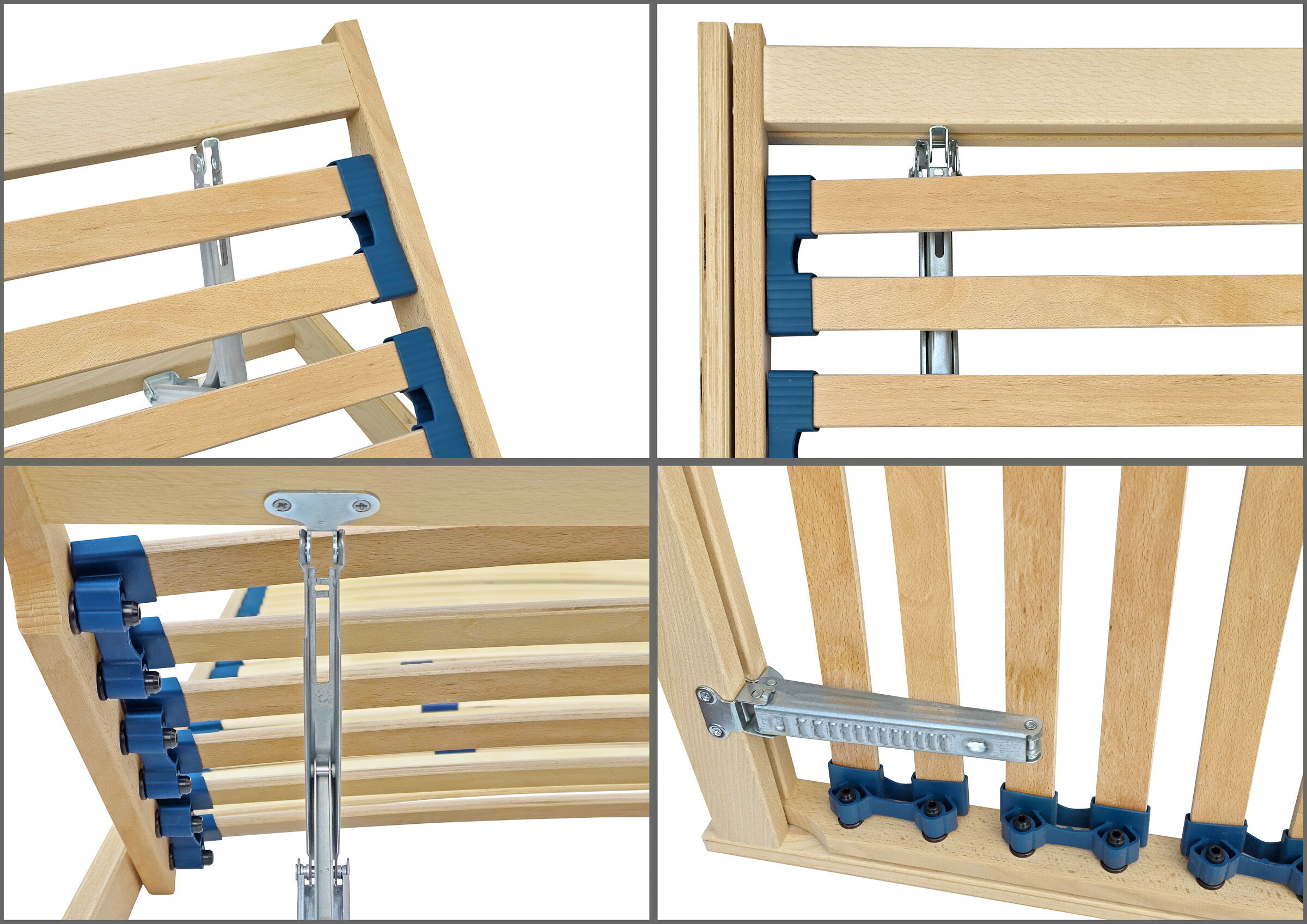 bettruh bed frame, holzrahmen, klappbare latten, lattenrahmen, stahlbeschlag, Kopfteil verstellbar