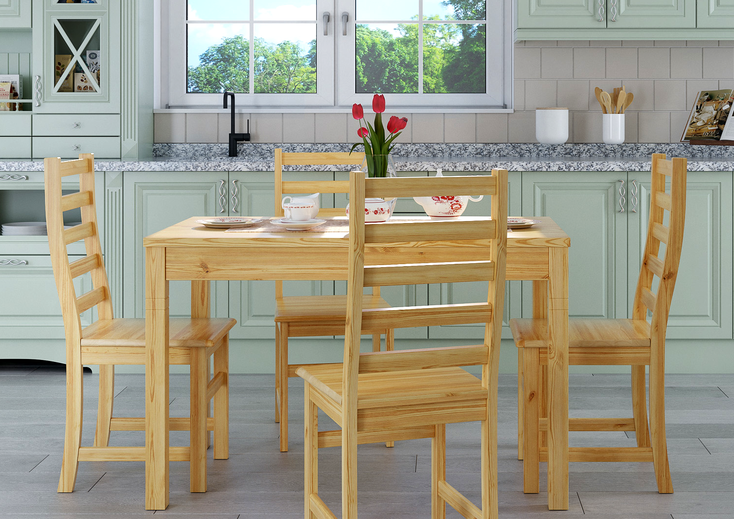 Esstisch, Holztisch, Küchenstuhl, Naturholz, Holzmaserung,