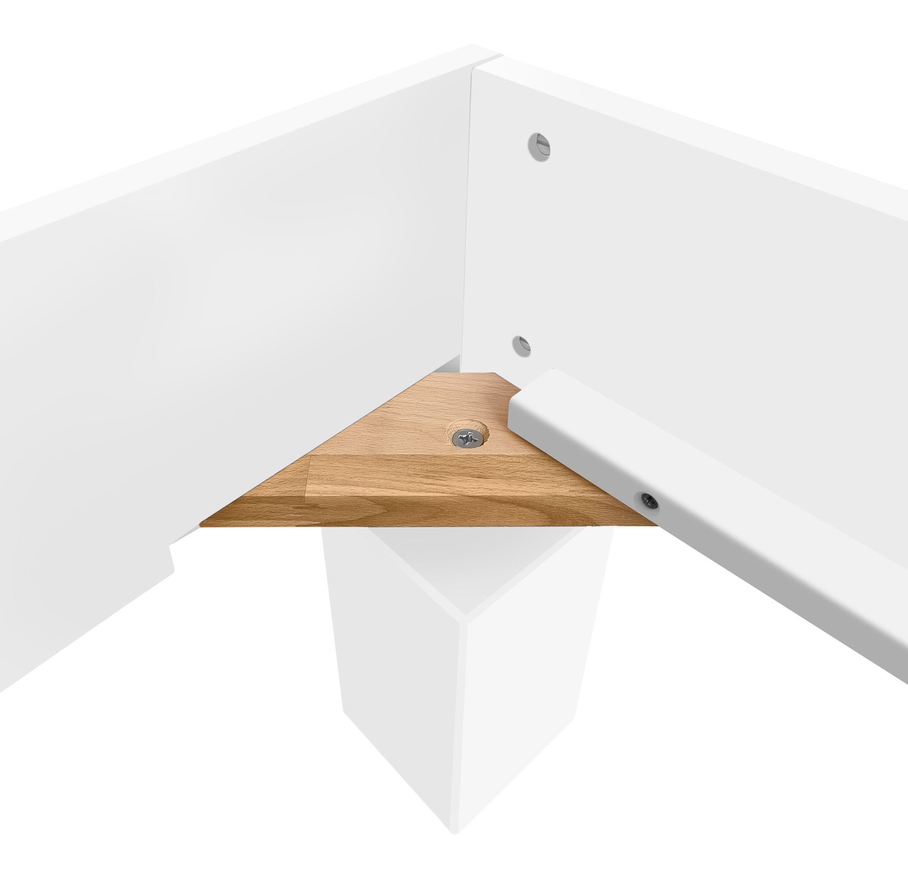 Robuste Verbindung des Einzelbettes 90x200 Detailbild des Vollholzbettes