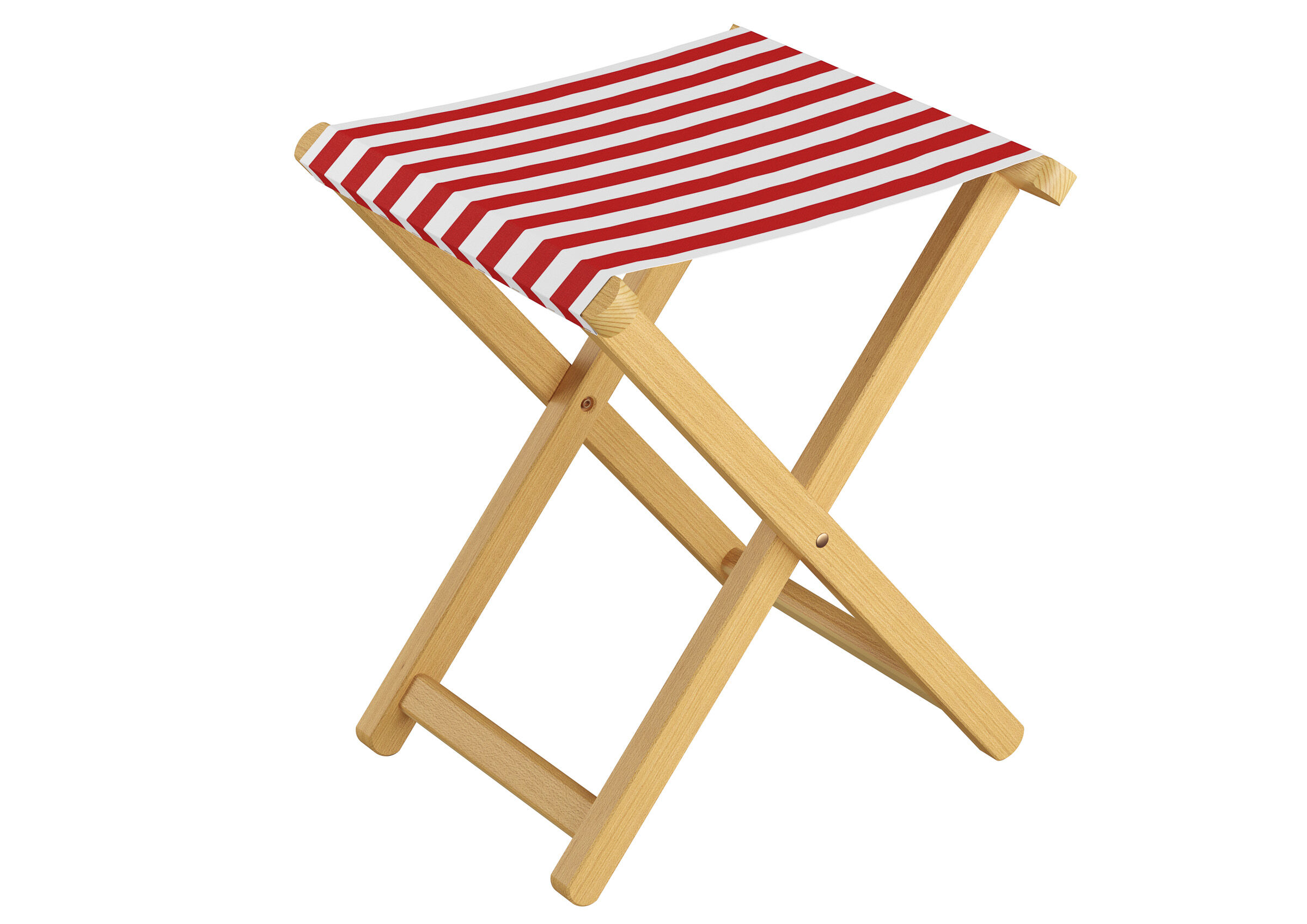 Strandstuhl, Holzstuhl, Sonnenstuhl, rot-weißes Muster, Klappstuhl, Einzelstück Stofffarbe rot-weiß