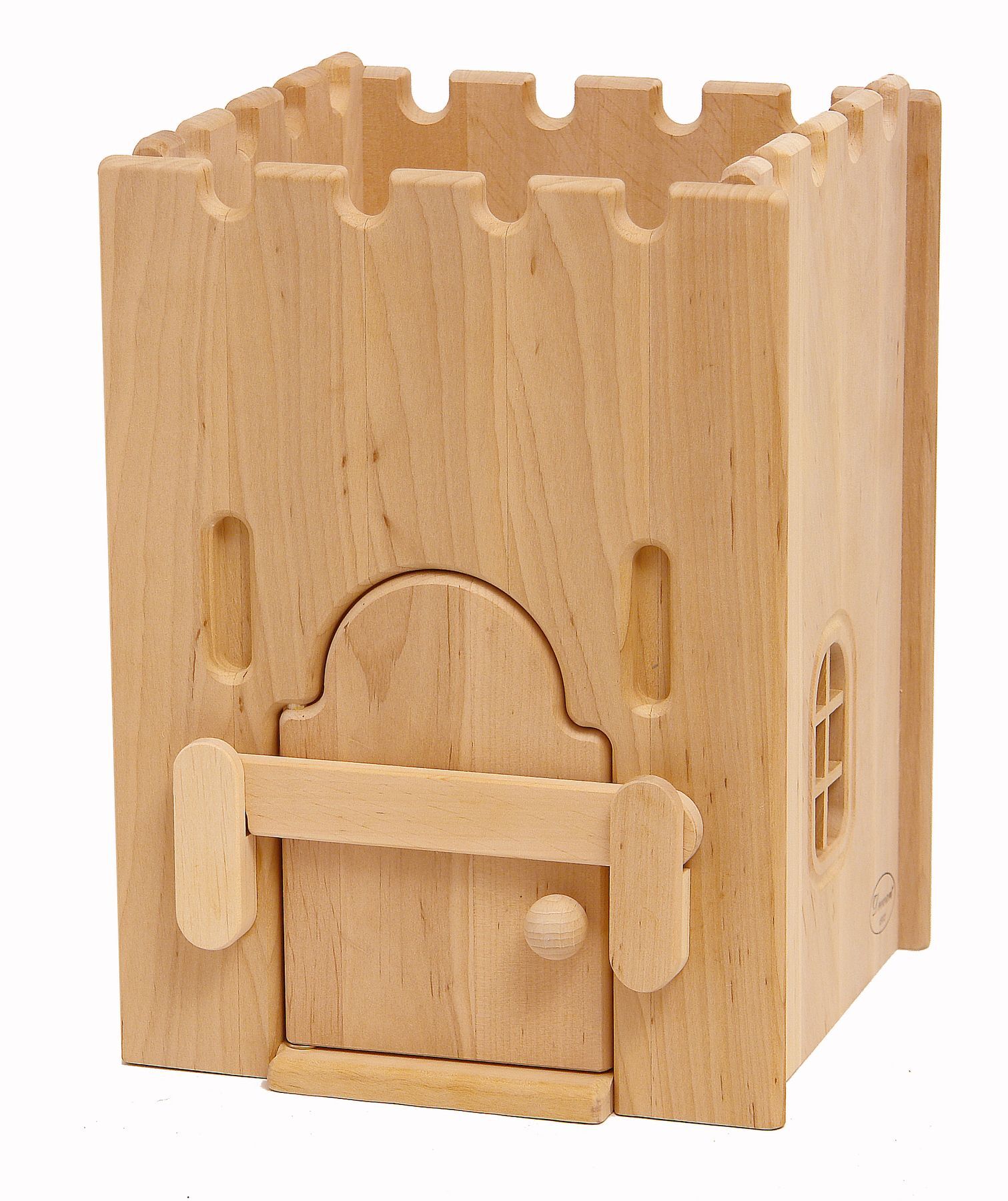 Holzhaus, Holzspielzeug, Tür, Türverkleidung, Holzblockhaus, Kinderspielzeug - Gefängnis für Ritterburg