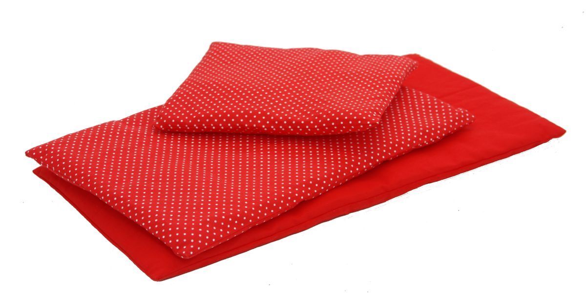 Bettwäsche, Decke, Rot, Punkte, Stoff-Set, Bettenset für Puppenmöbel