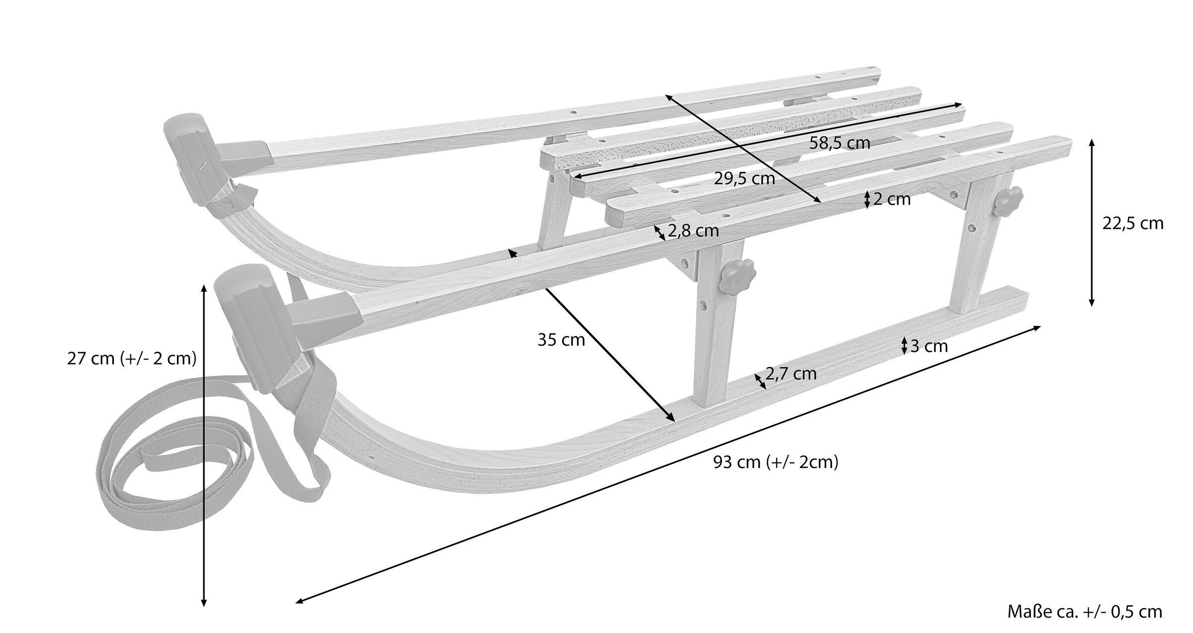 Holzschlitten, Schlitten, Schlittenholz, Schnelllaufschlitten, Kunststoffverschalung, Skizze Schlitten