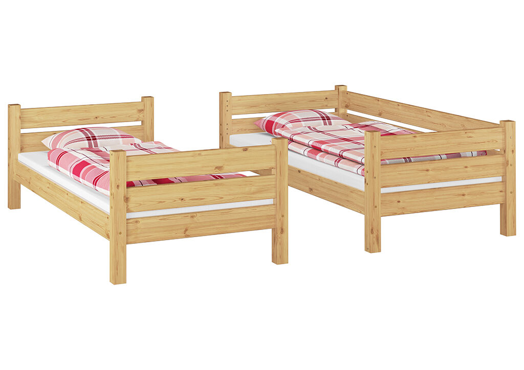 holzbetten, doppelbetten, twinbetten, naturholz, bettgestell, Etagenbett teilbar in 2 Einzelbetten