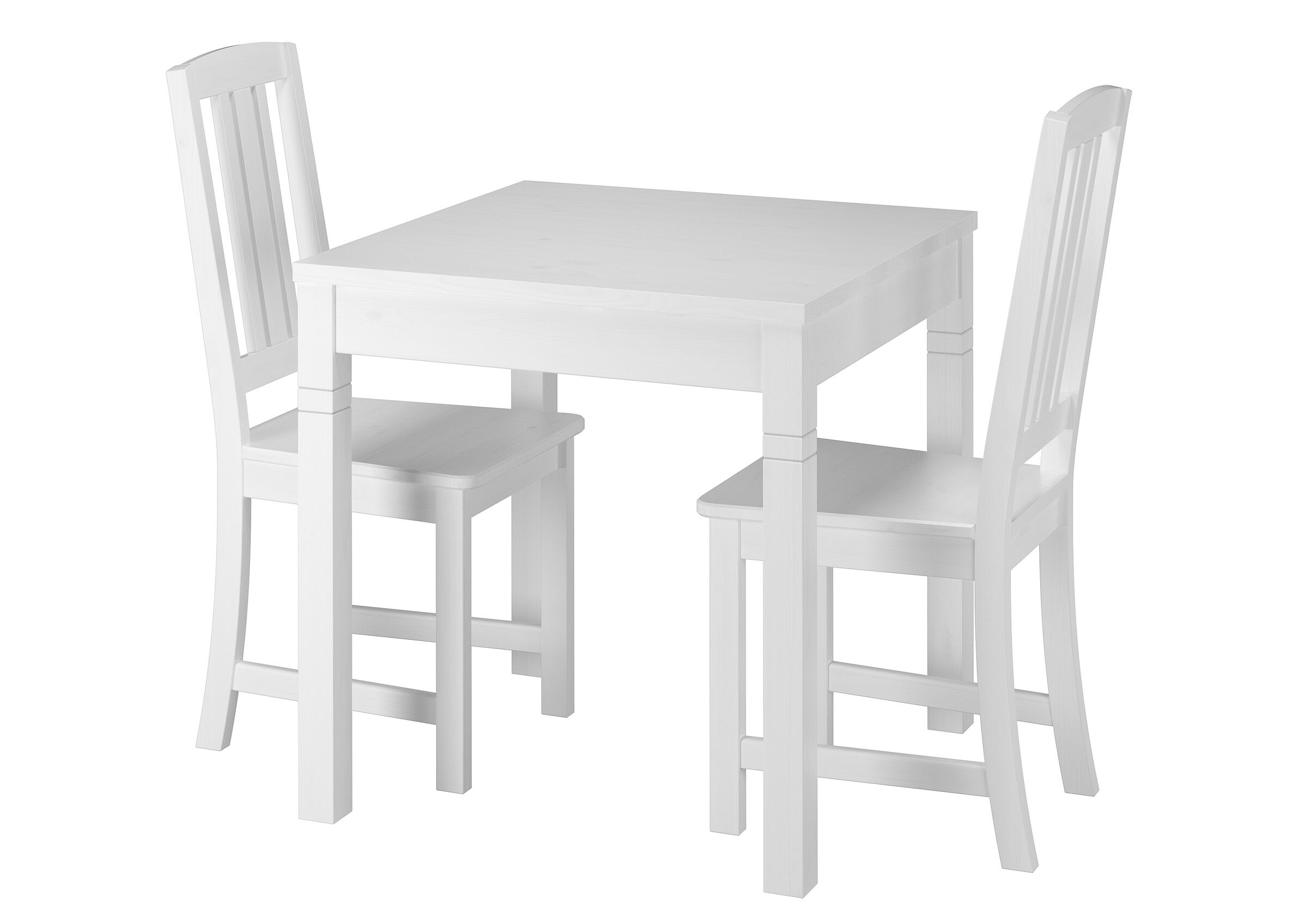 Esstisch-Set, Tisch mit Stühlen, Holztisch, weiß, 4-teilig, Essgruppe-massivholz-weiß