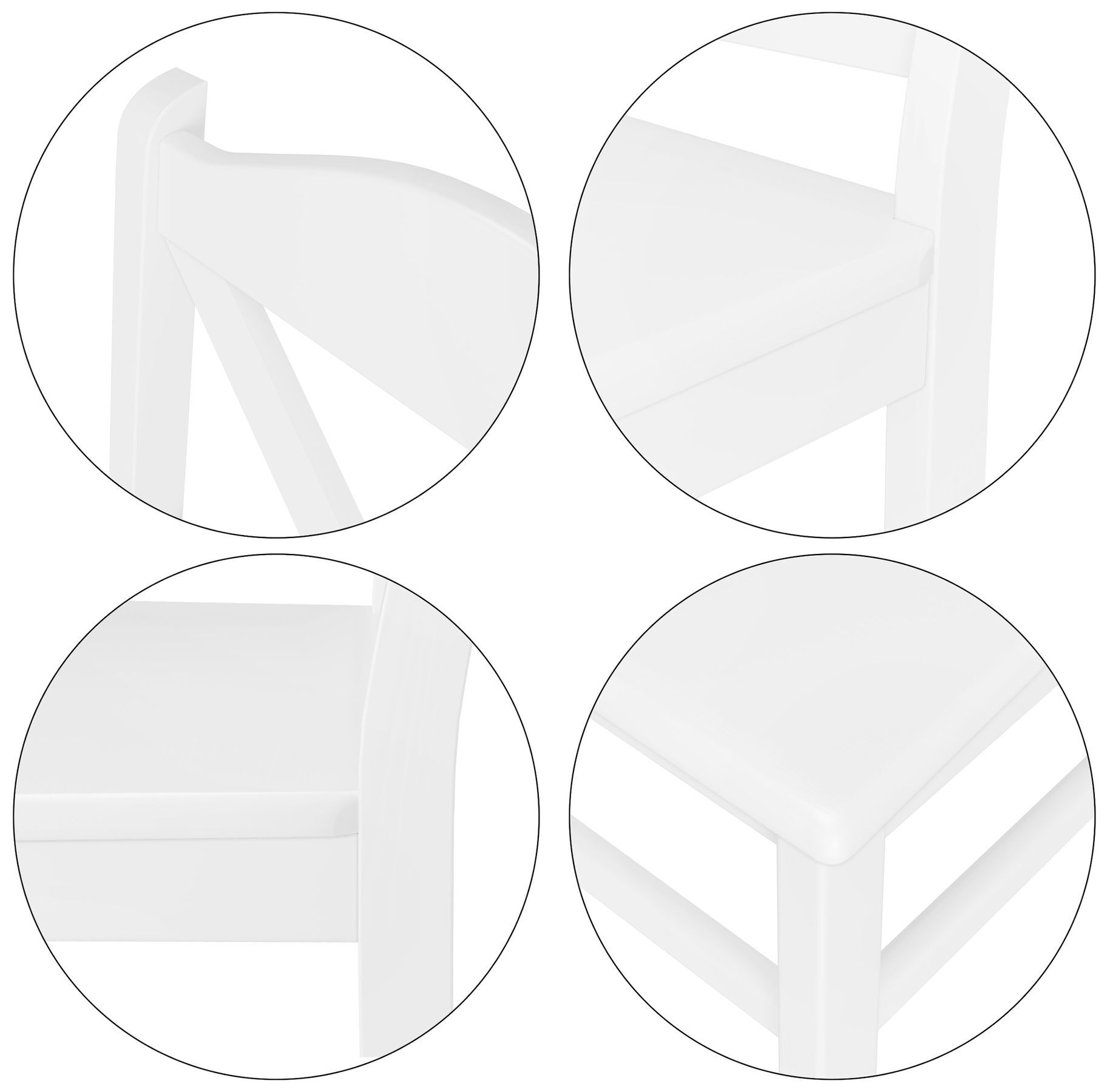 Sitzlehne, Sitzplatz und Beine des Stuhls im Detail