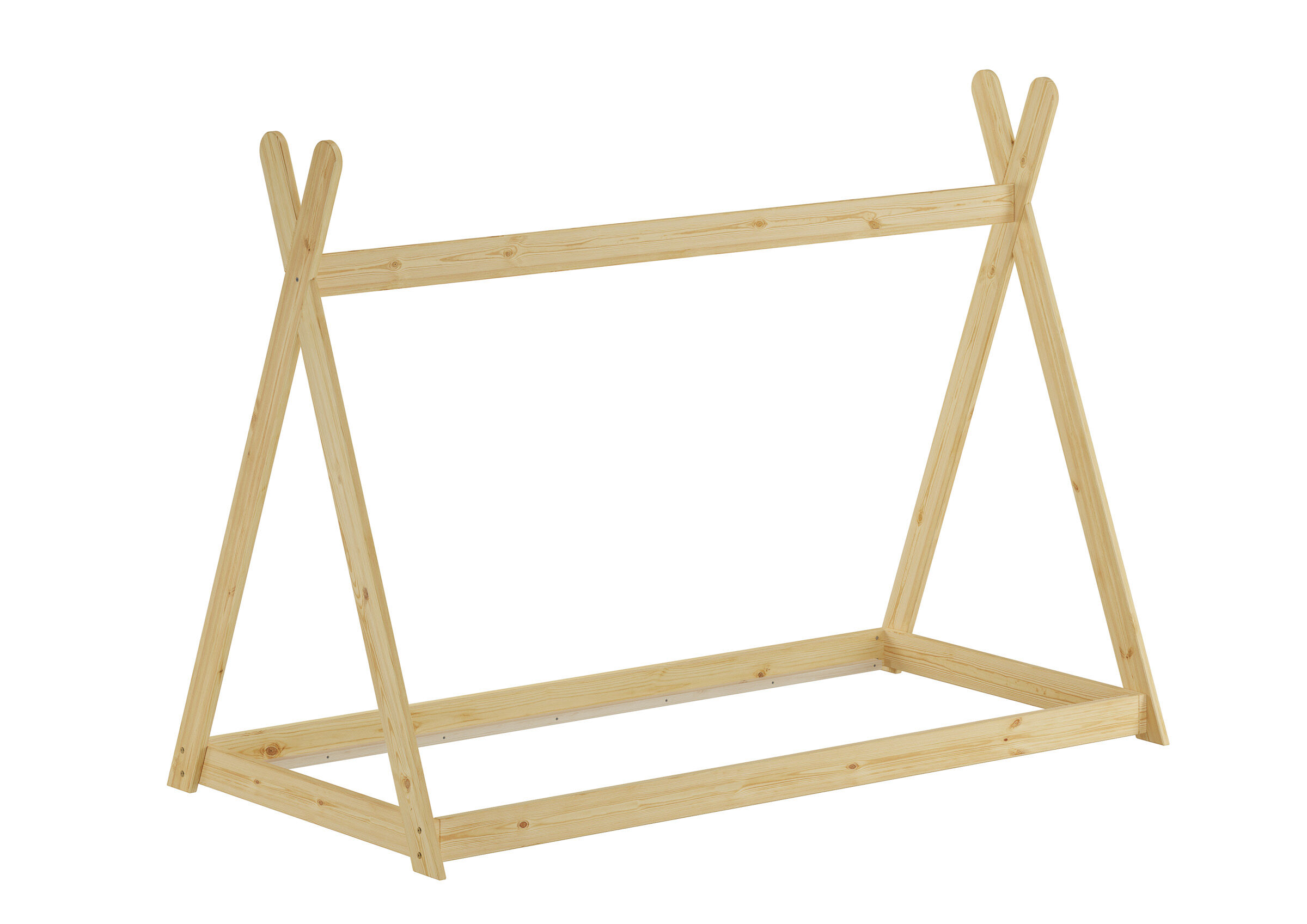 Holzrahmen, Säge-/Standschränkung, Gartenholz, Stützgestell, Holzbalken, Zeitloses Kinderbett 90x200 in Tipi-Form