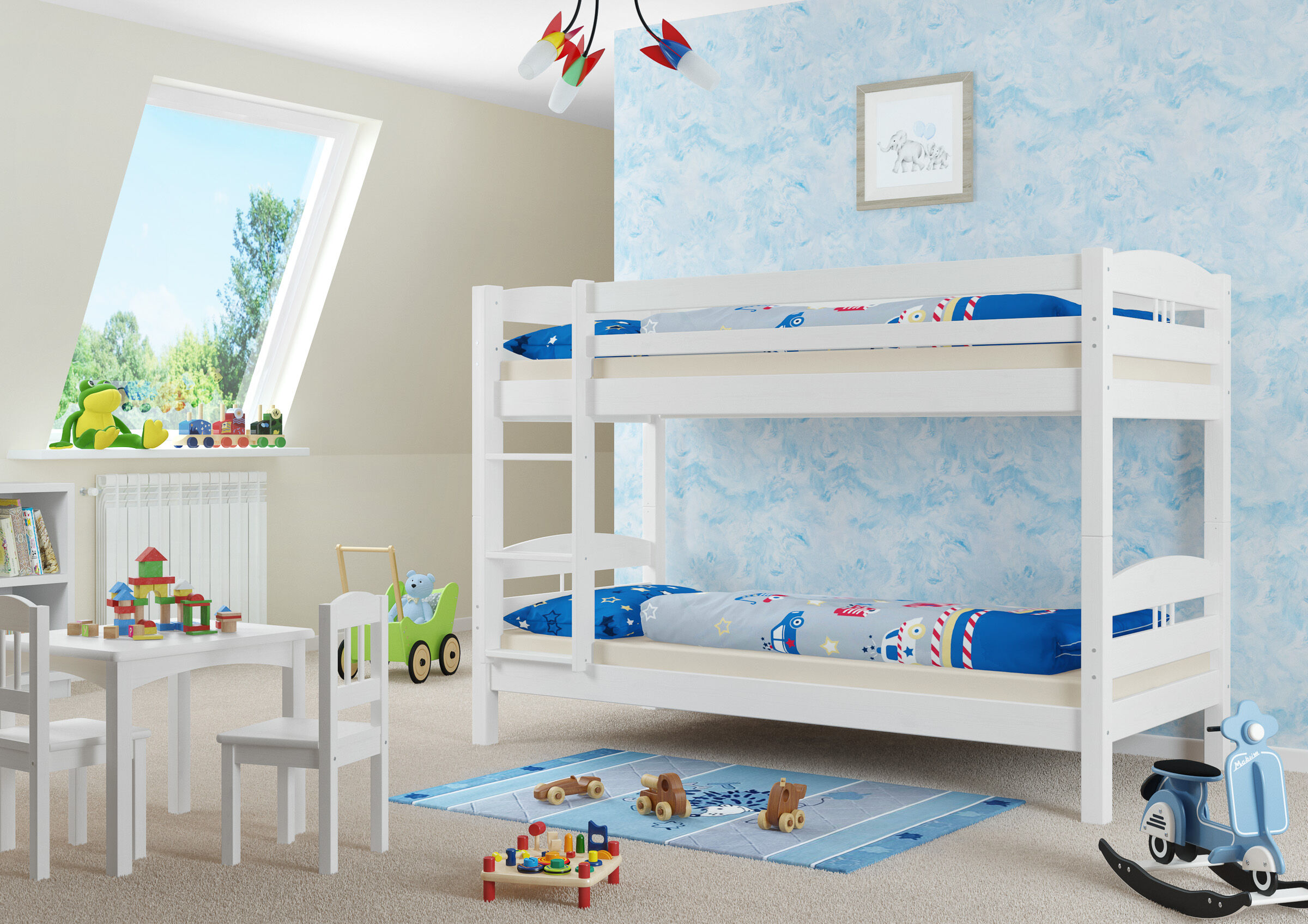 hochbett, weiß, Jugendzimmer, Holz, Kinderzimmer-Dekor, Stockbett weiß Jungenzimmer