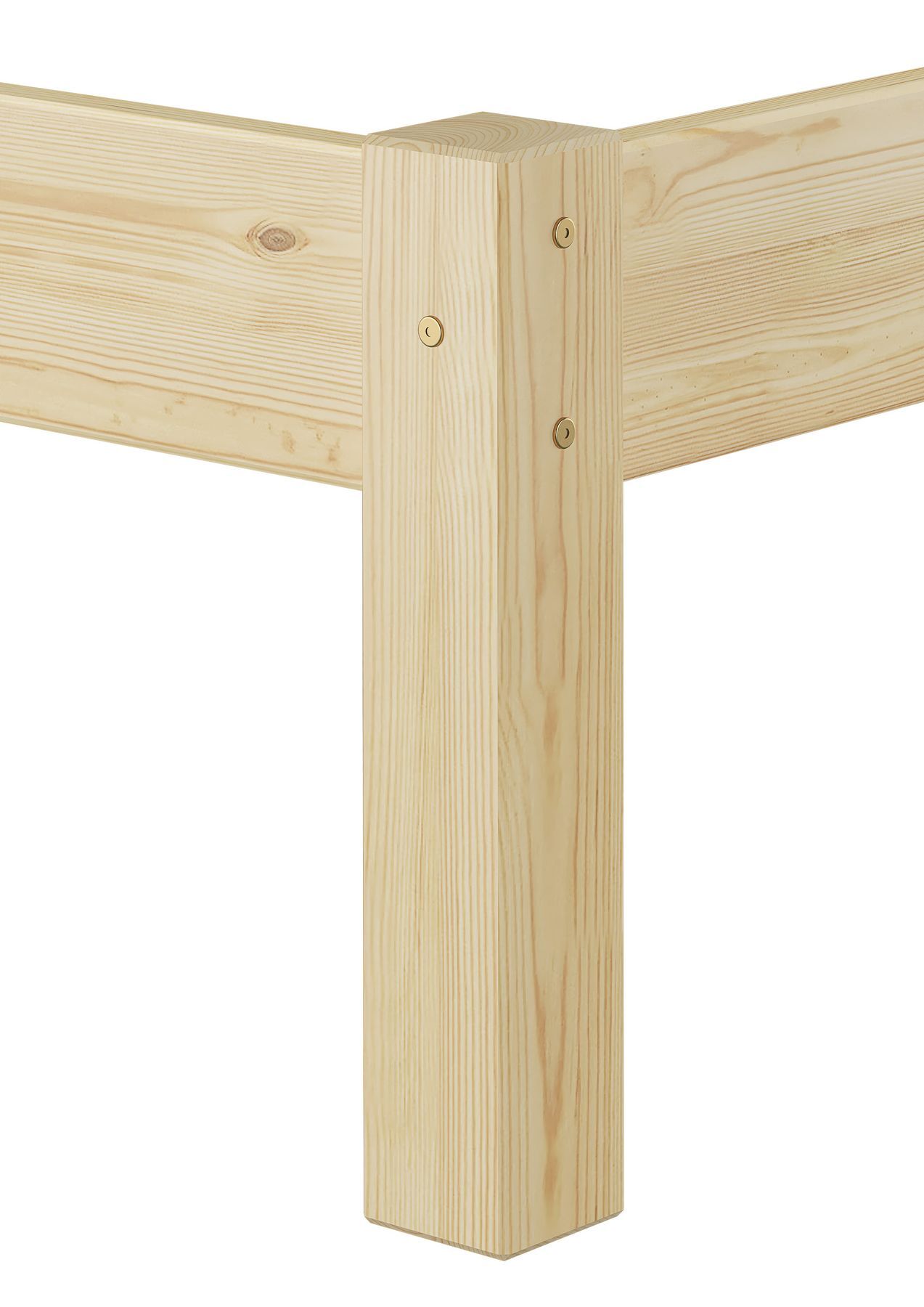 Holz, Bettgestell, Holzbett, Ständer, Holzlattenkorb?, Unbehandelter Pfosten des Vollholzbettes
