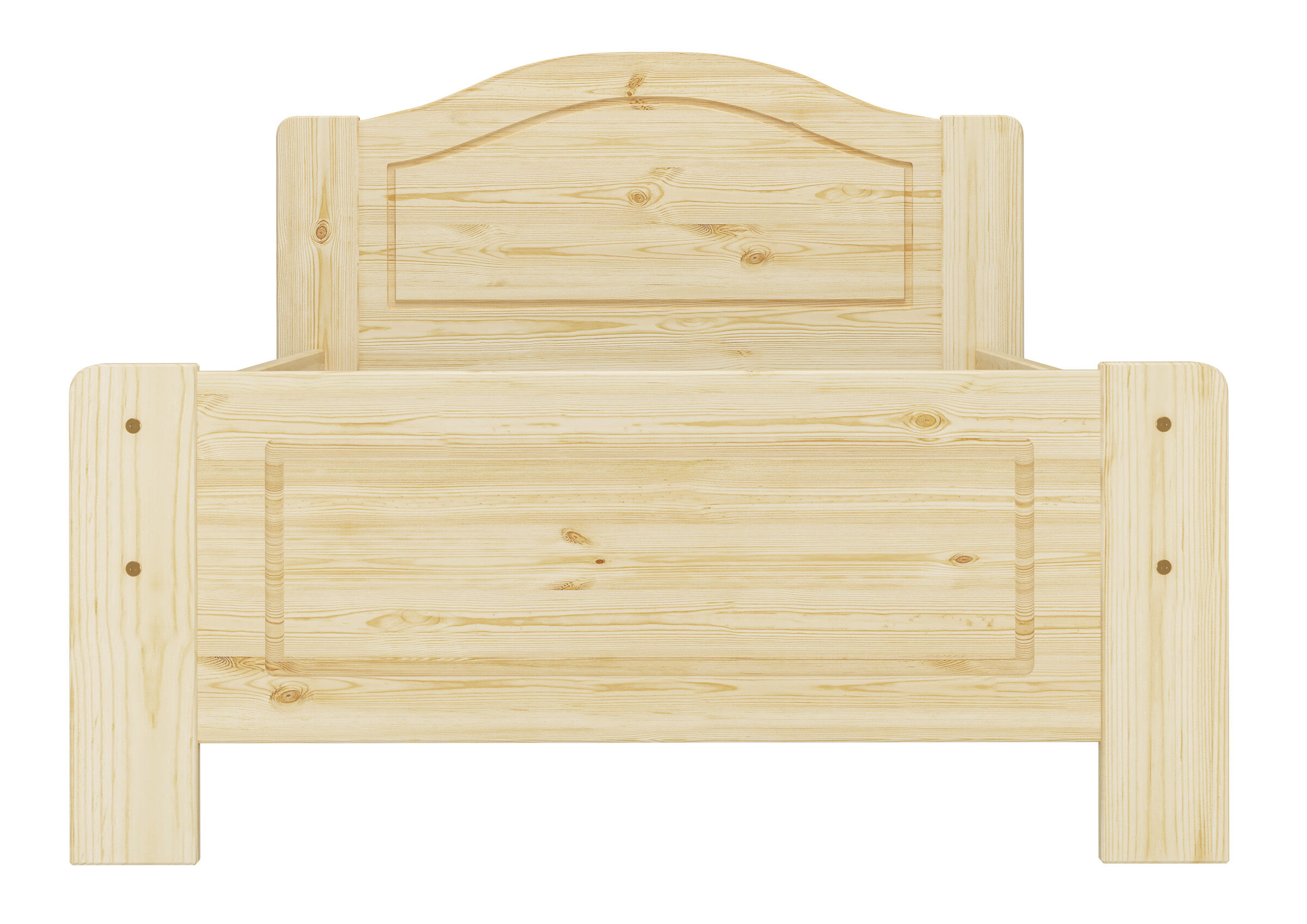 Holzbetten, Kinderbett, Naturholz, Holzlatten, Kopfteil, Detailbild des unbehandelten Vollholzbettes 90x200