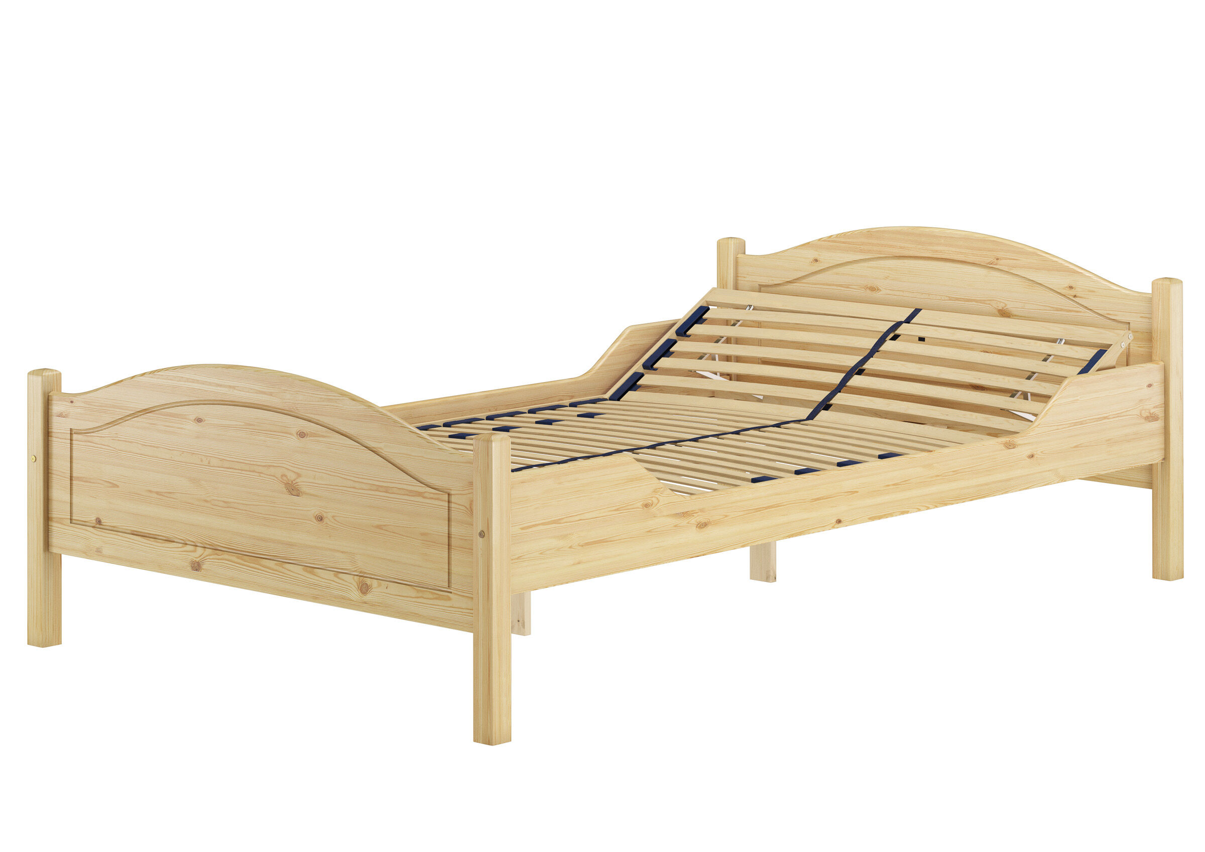 Holzbett, Kopfteil, Französischer Stil, Liegefläche, Rostfrei/Schraubensystem, Kiefer Bett natur mit Federholzrahmen
