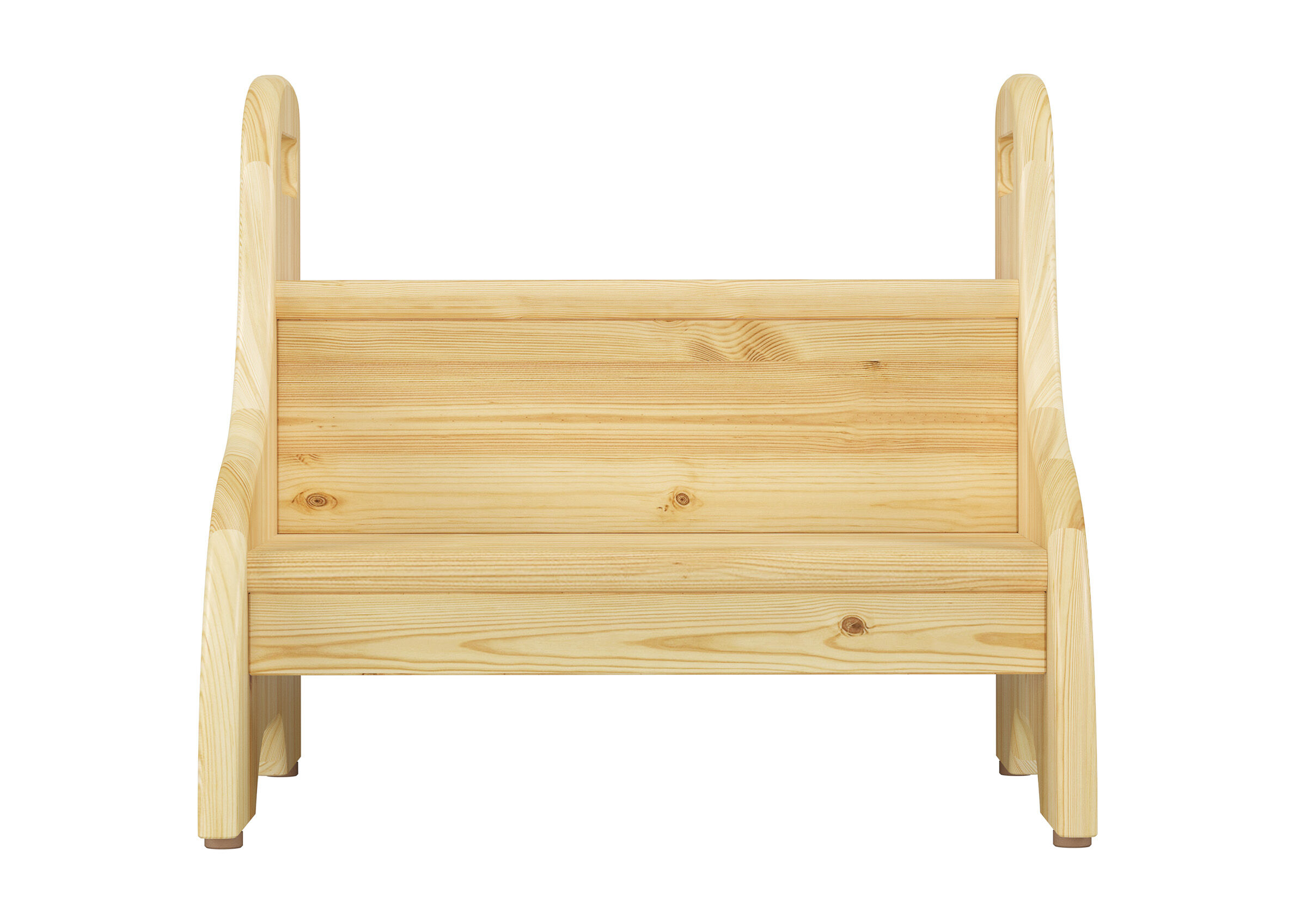 Holzbett, Kleines Bett, Naturholz, Bettrahmen, Kopf-/Fußteil aus Holz, zwei Stufen