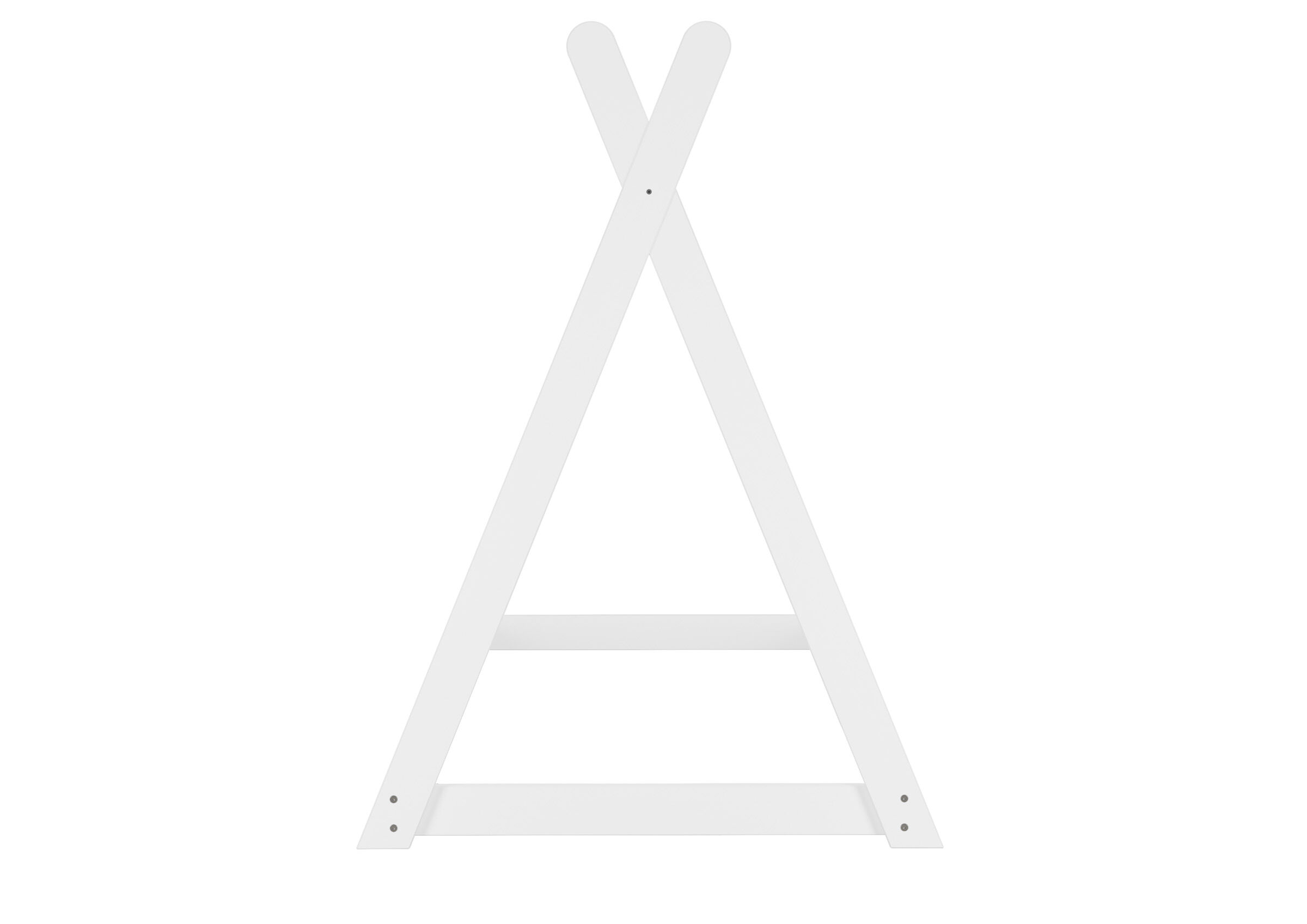 Leiter, Holzleiter, weiße Leiter, A-förmige Leiter, Stufenleiter, Waschweißes Einzelbett 90x200 in Tipi-Form