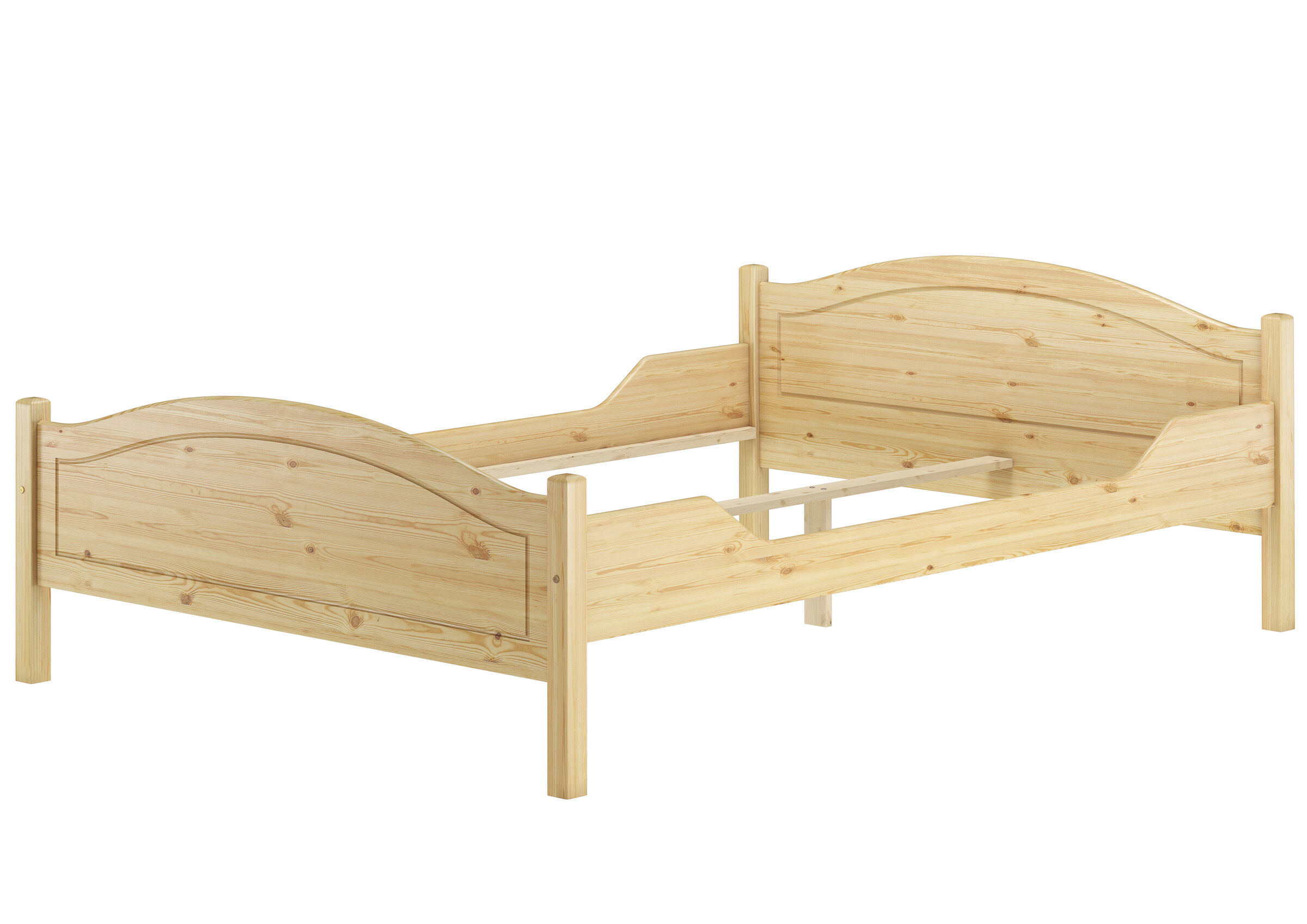 Holzbett, Kinderbett, Holzstruktur, Kopf- und Fußteil, Einzelbett, Bettgestell Kiefer massiv mit Mittelleiste