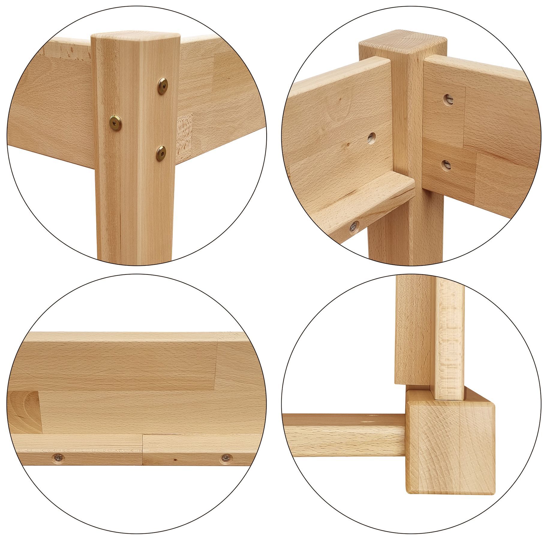 Holz, Möbelverbindung, Schnittstelle, Holzbein, Schrauben, Detailbild Buche Pfosten