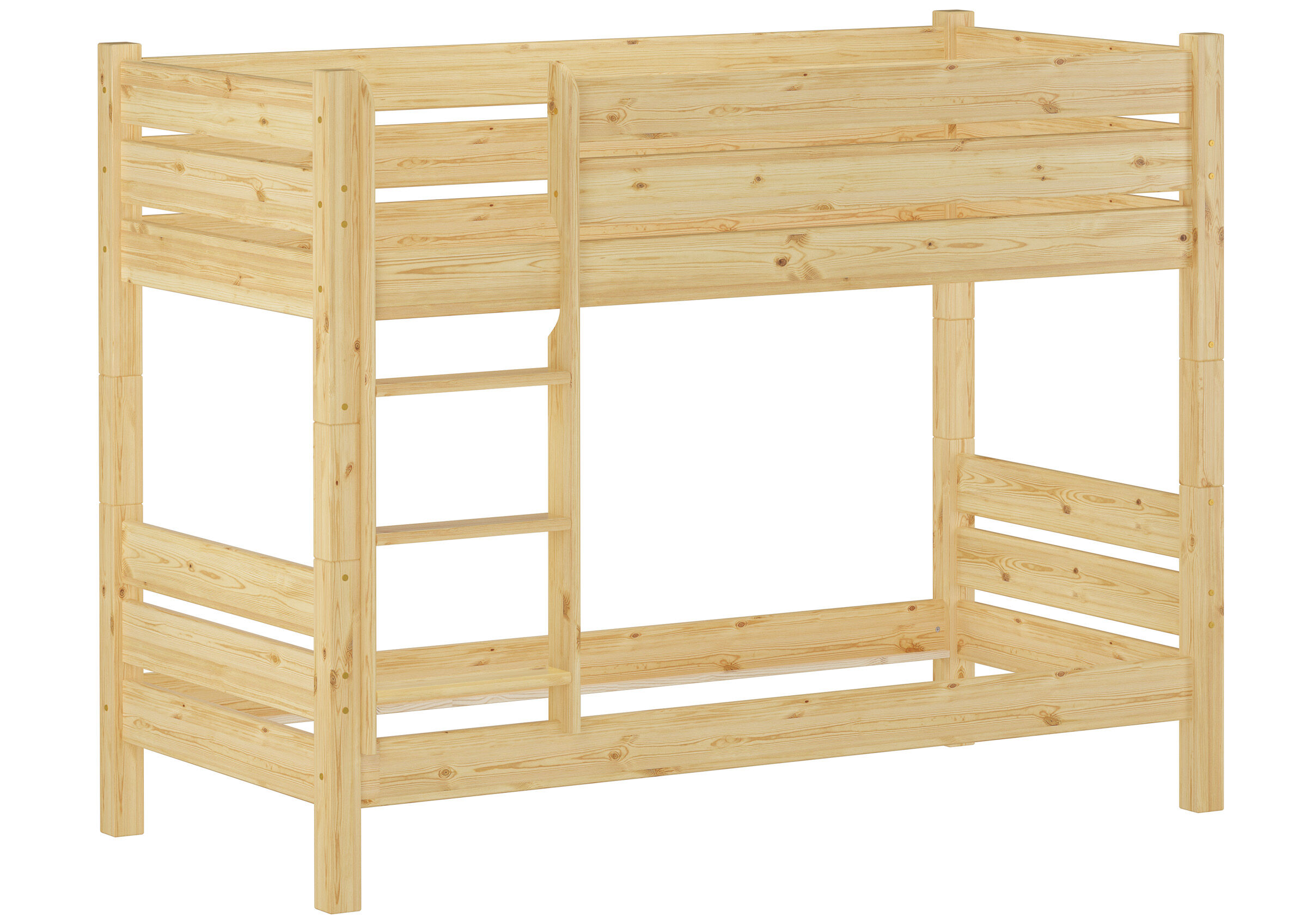 Holzhochbett, Kinderbett, Etagenbett, Holz Naturfarbe, Holzlamellenbett, Gästebett Kiefer natur