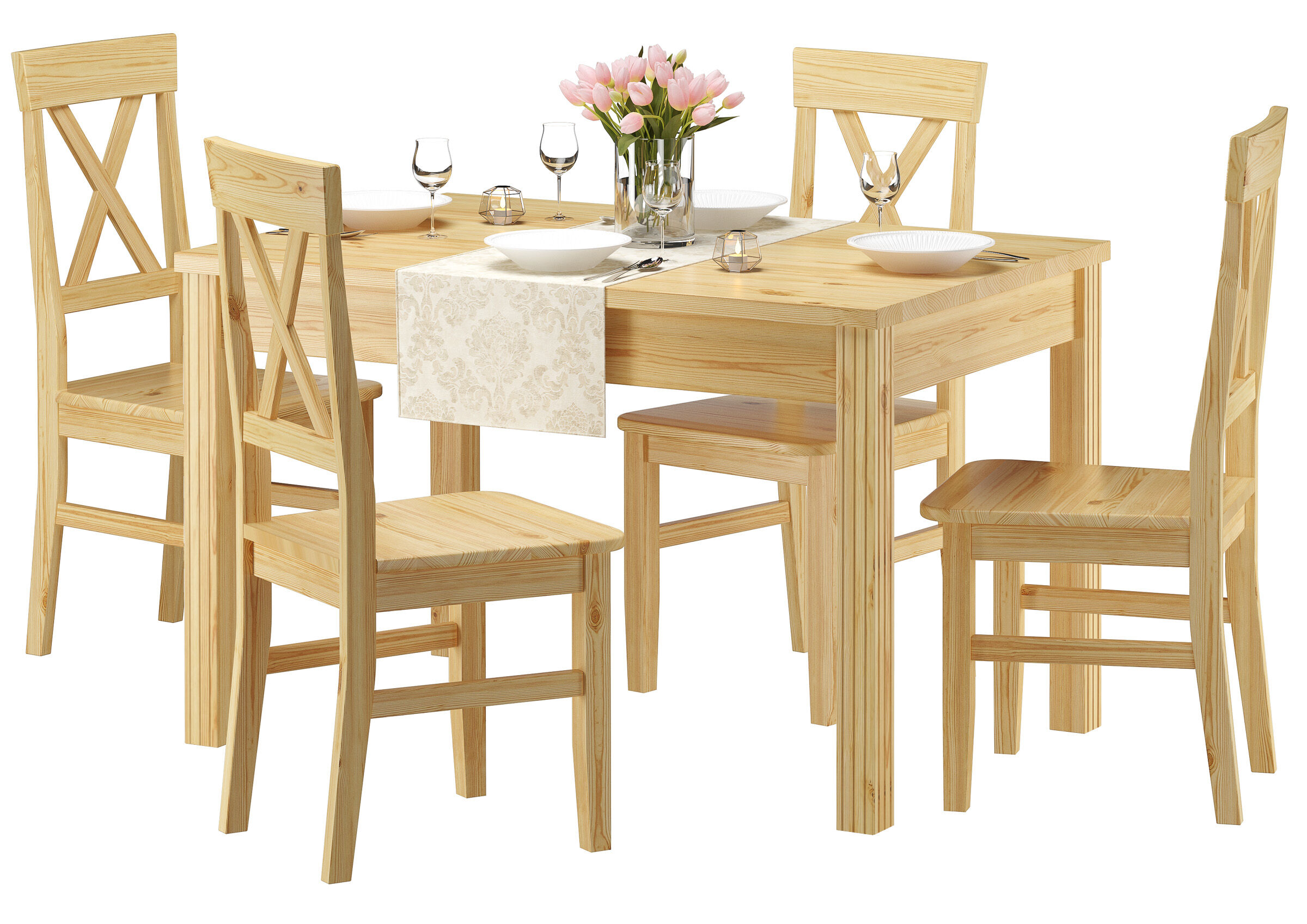 Esstisch, Holztisch, Holzstuhl, Naturholz, Tischset,