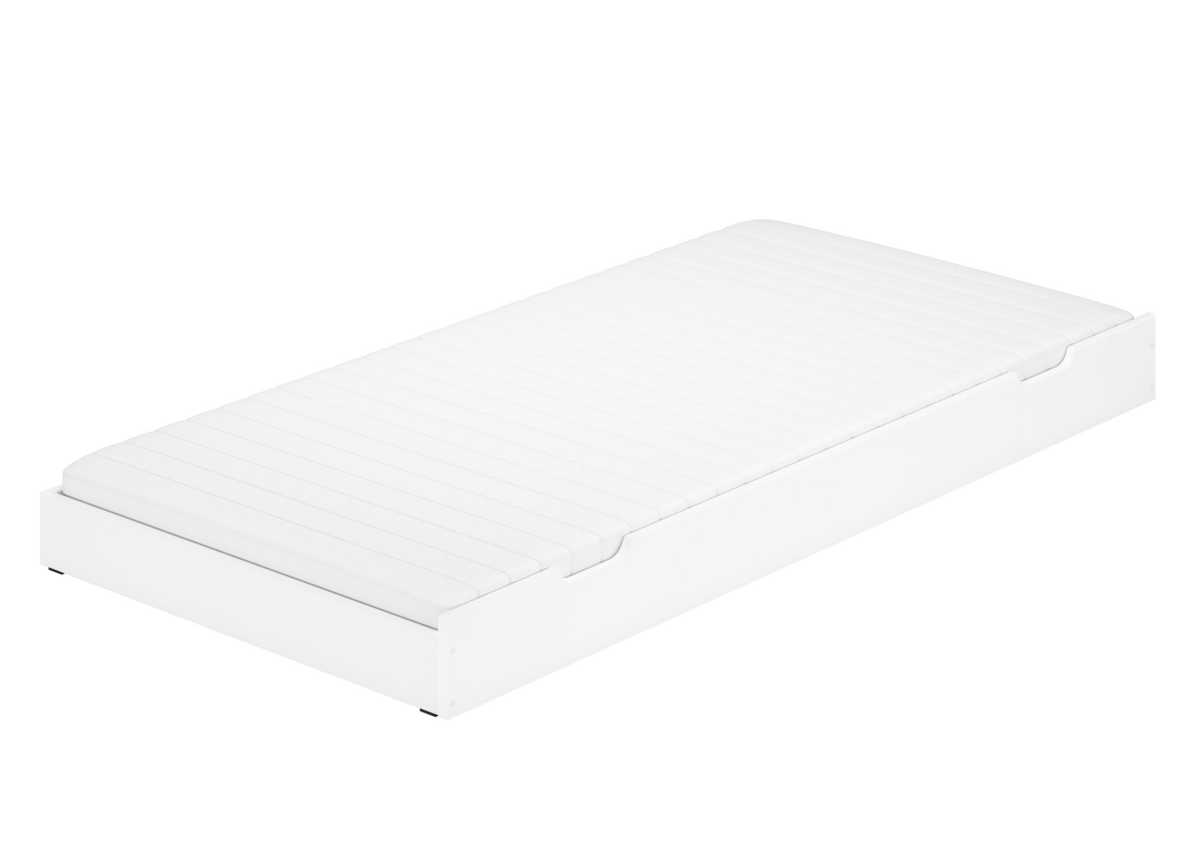 bett, tagesbett, liege, mattress, weiß, Bettkasten weiß mit Matratze