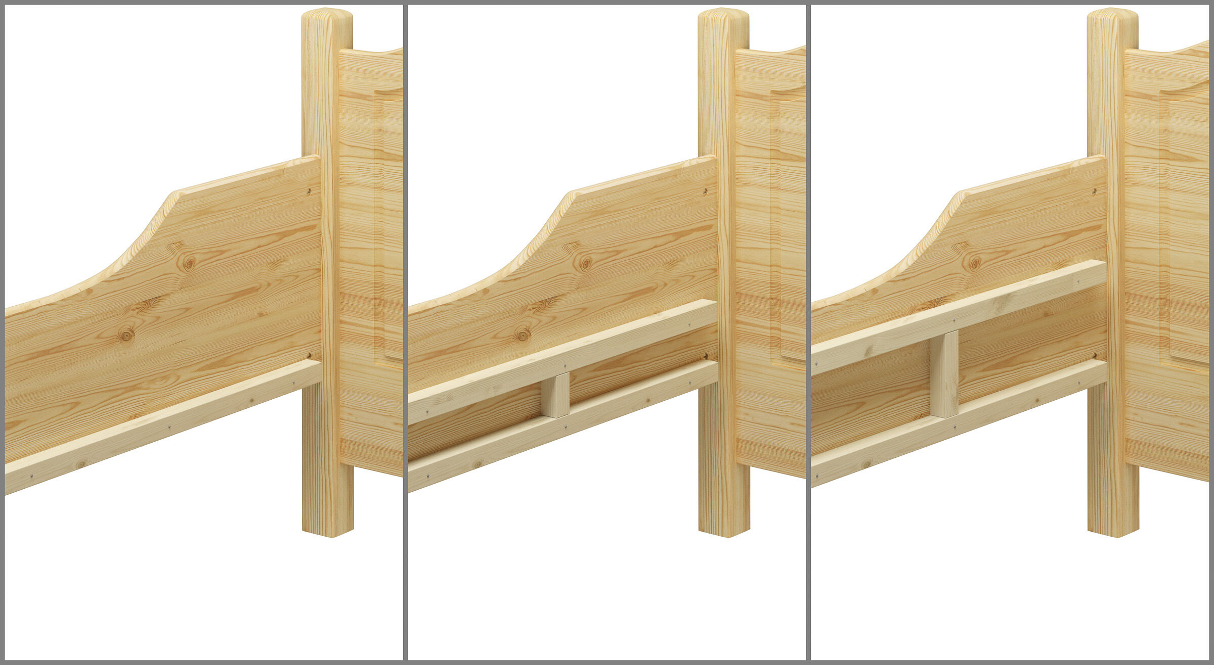 Holz, Holzbett, Kopfteil, Lattenrost, Naturholz, Verstellbare Einlegetiefe