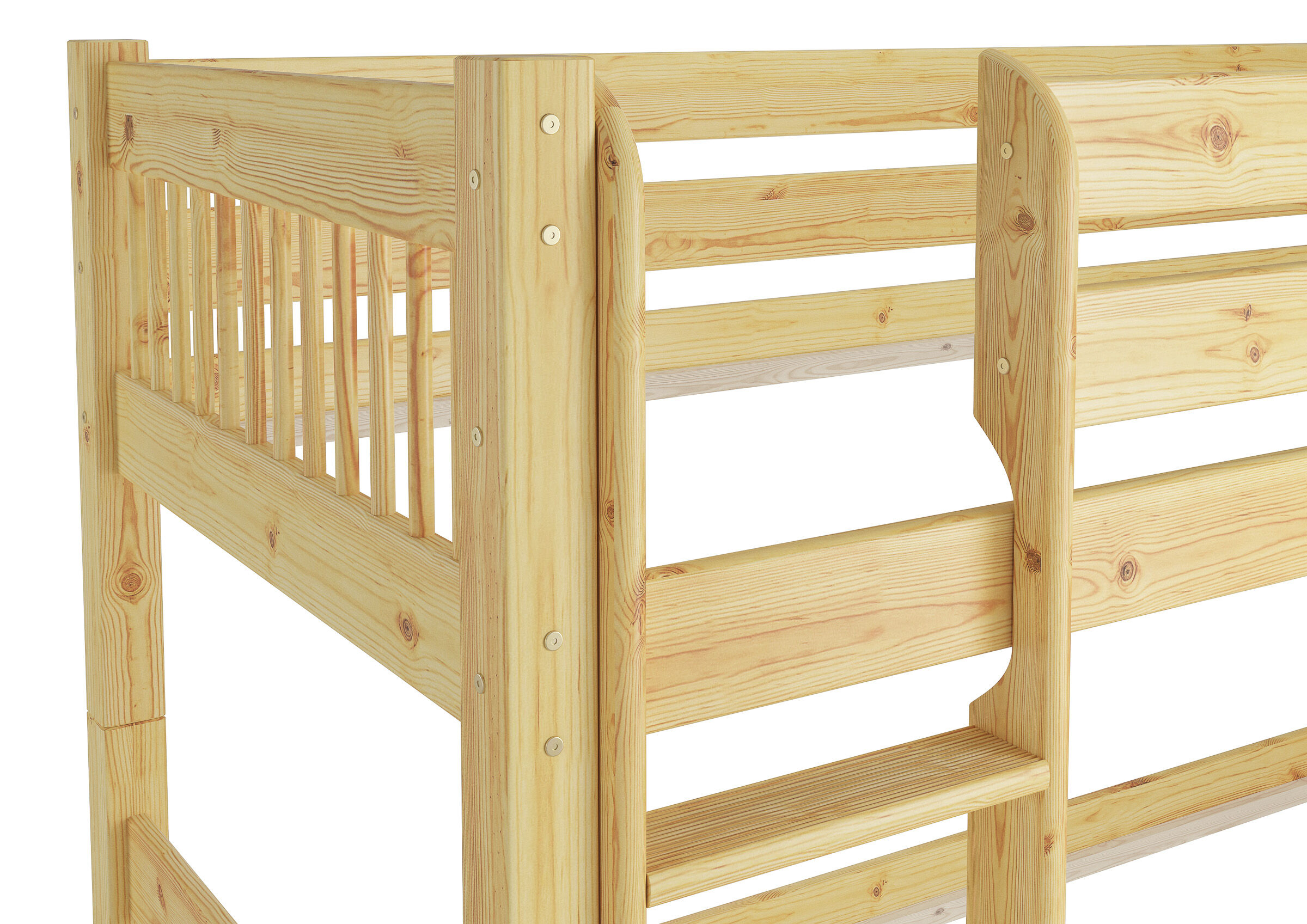 Kinderstockbett aus Massivholz mit wählbarem Zubehör, Liegefläche 90x200 V-60.12-09Ni70