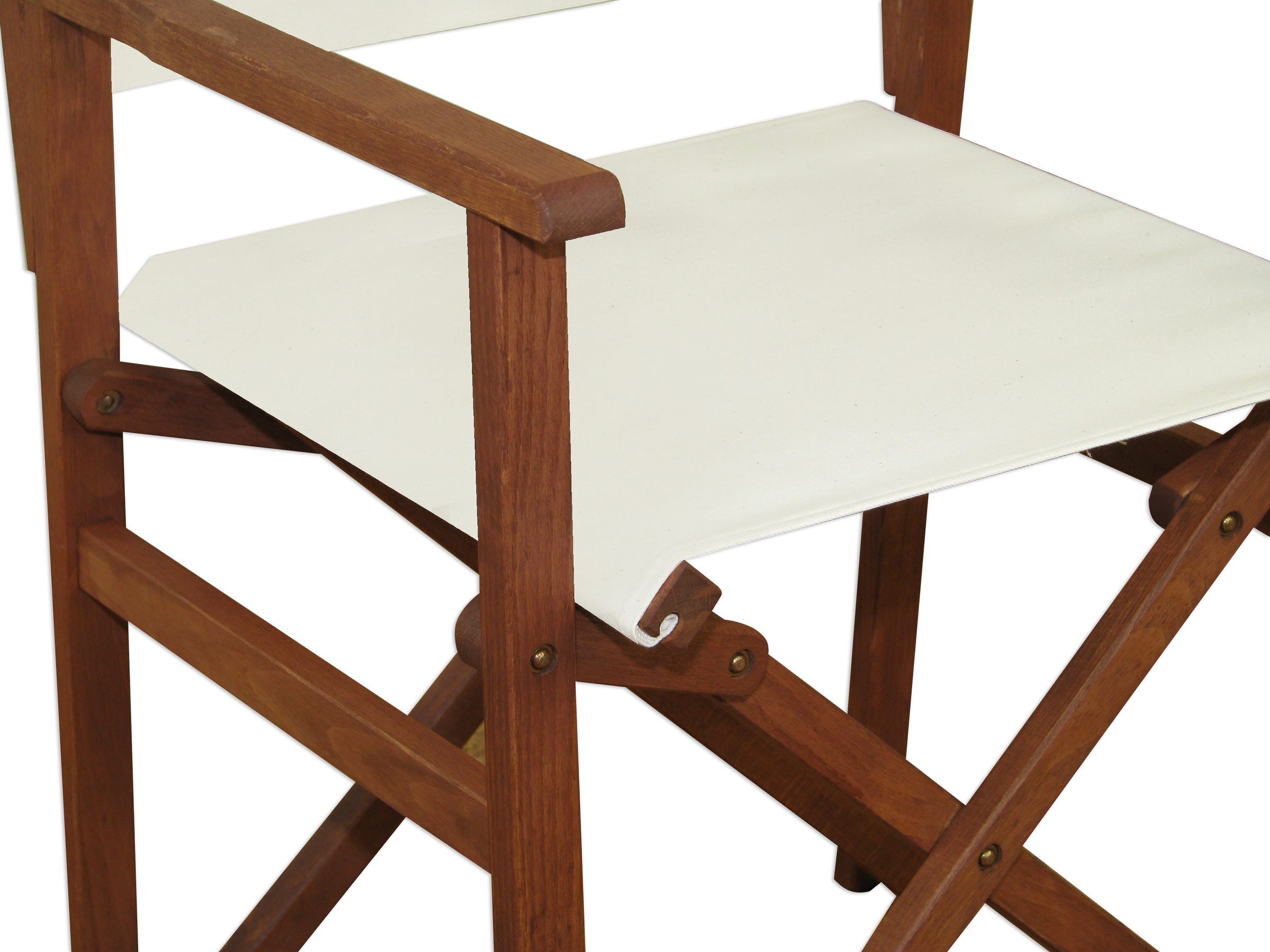 Leinwand, Moebel, Stuhl, Holz, Detailbild Regiestuhl