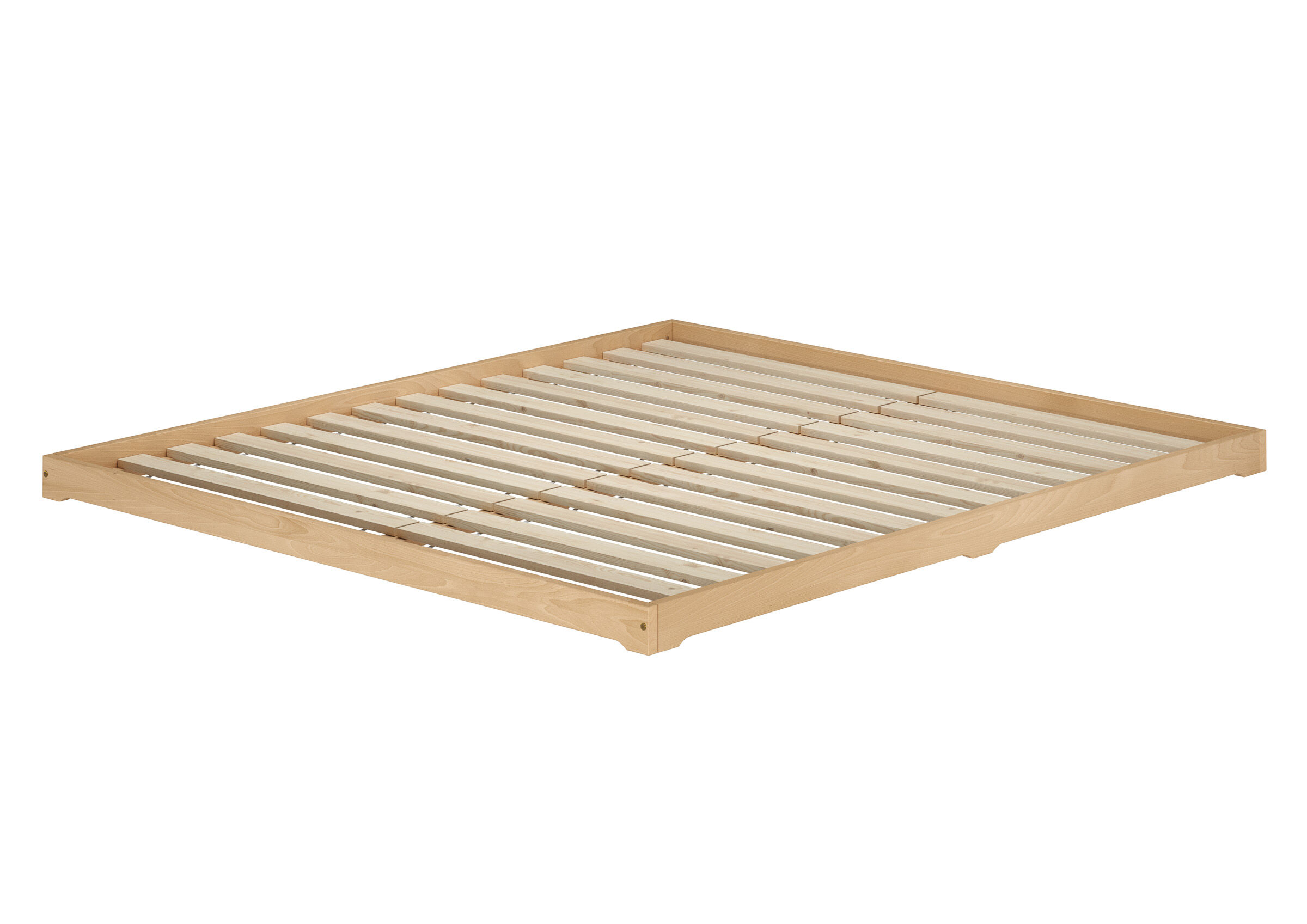 Schönes Bodenbett 180x200 mit Rollrost Niederflurbett Bodenbett niedriges Doppelbett 180x200 Buche Massivholz V-60.66-18