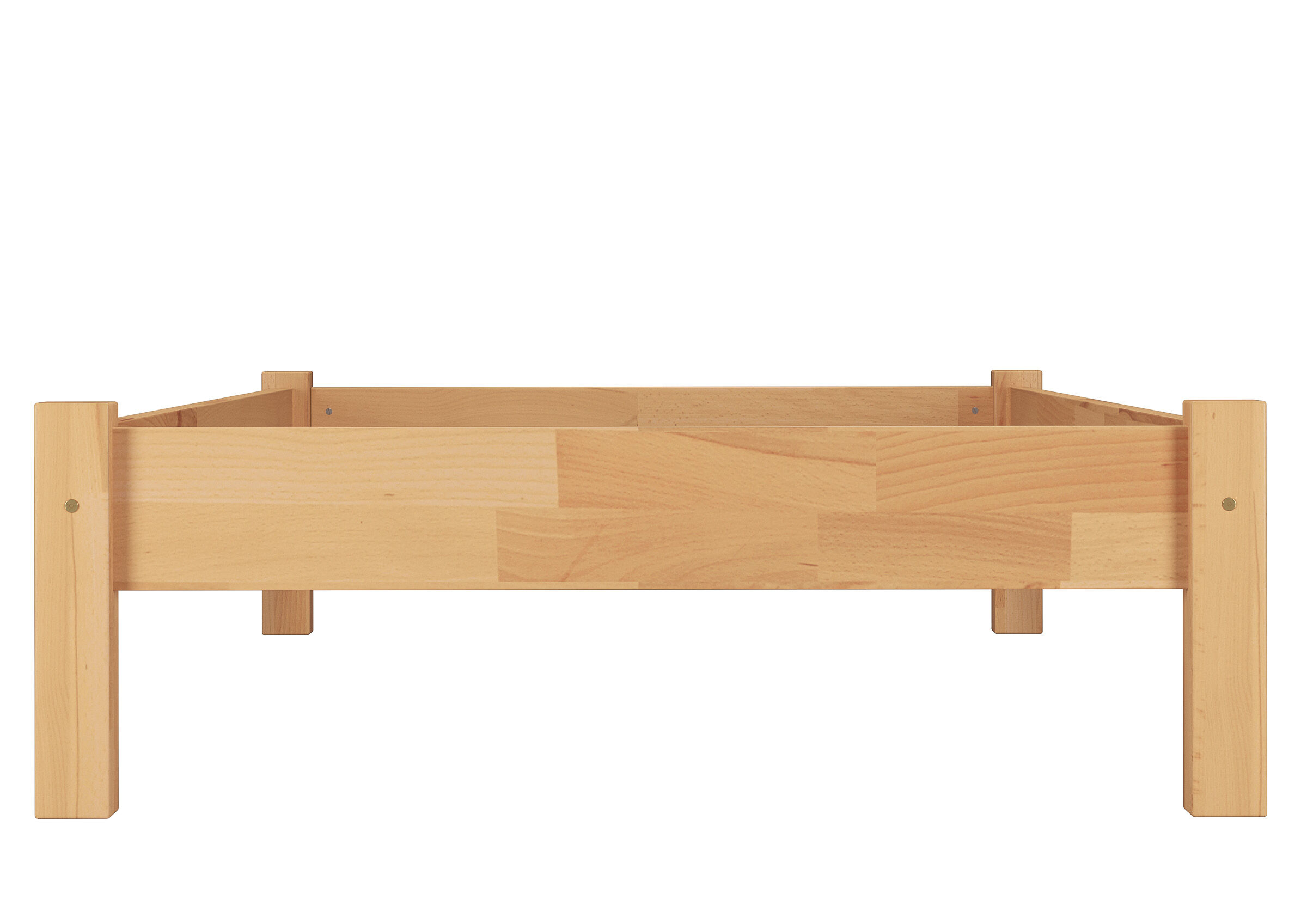 Holzbett, Kinderbett, Holzgestell, Bettrahmen, Holzfarben, Frontansicht Buche Bett ohne Zubehör