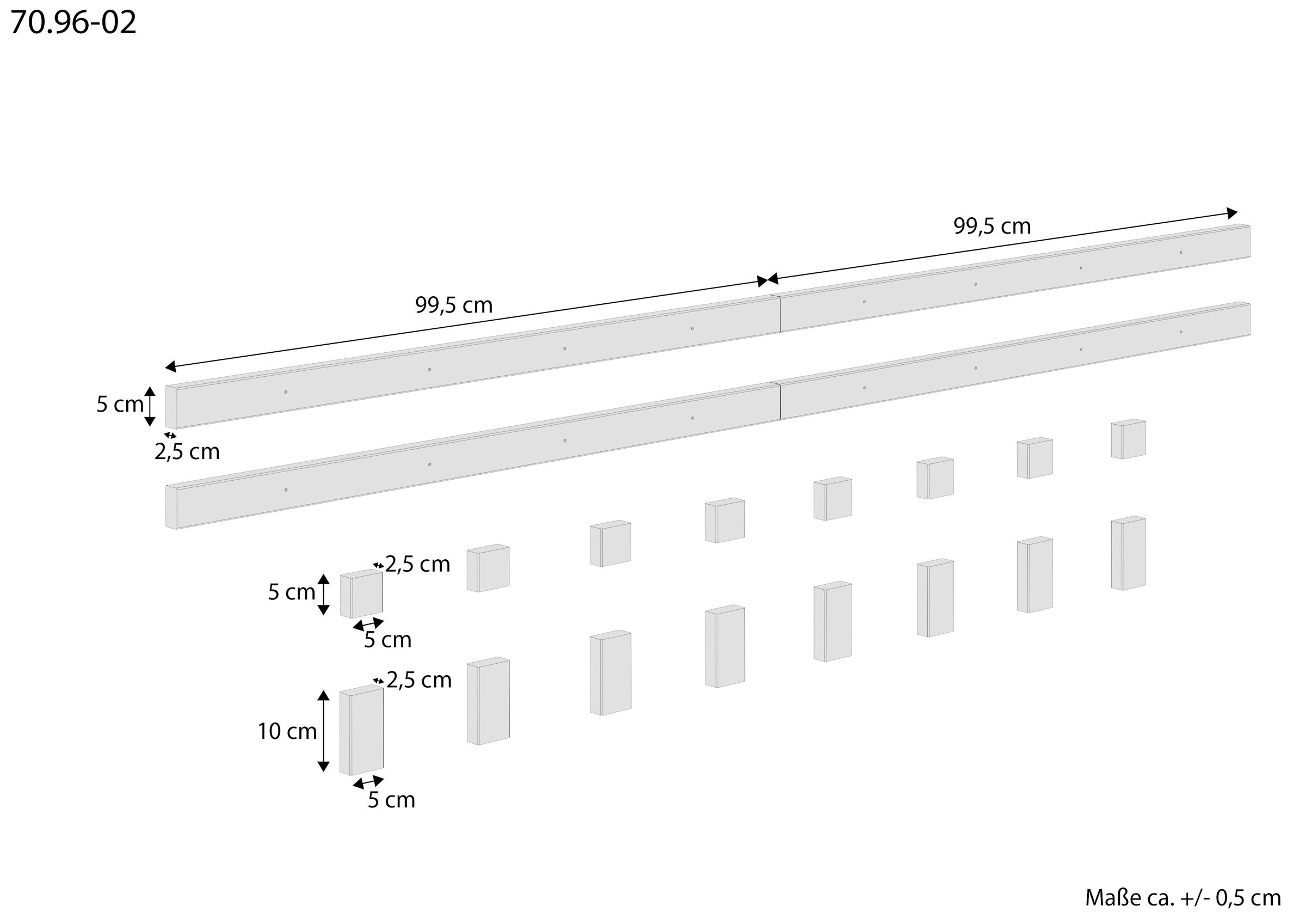 Diagramm, Handlung, Maße der Auflage mit zweierlei Klötzen