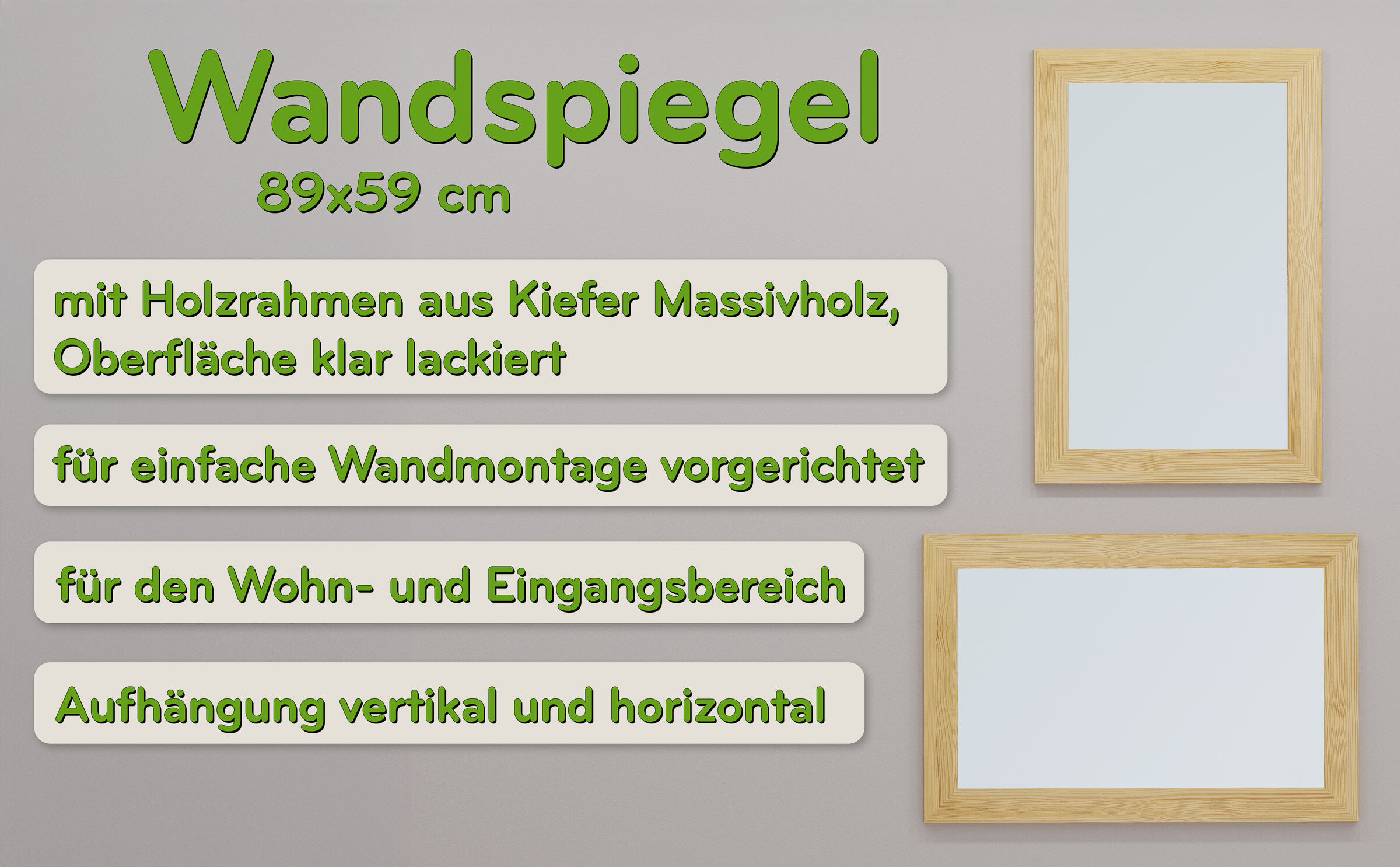 Haupte Merkmale des Wandspiegels Highlights des Spiegels