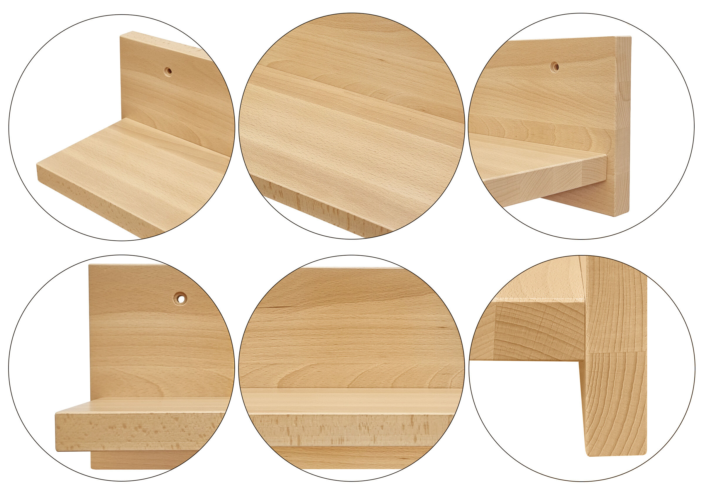 Holzregal, Holzboard, Wandregal, Holzdicke, Holzauge, Highlights des Wandregals aus Buche 80 cm