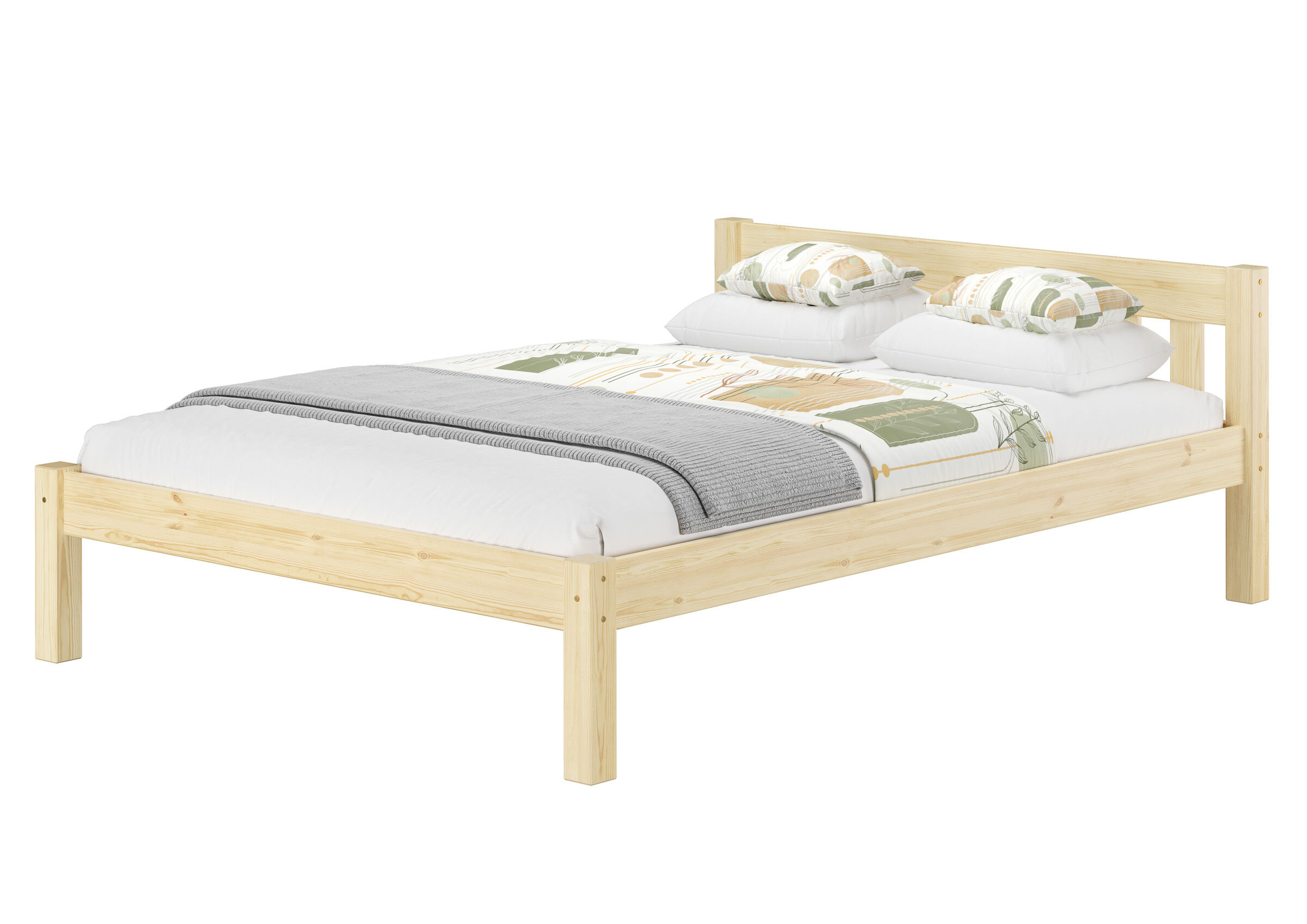 bettruhg?, bed frame?, Unbehandeltes Vollholzbett 140x200 mit Kopfteil