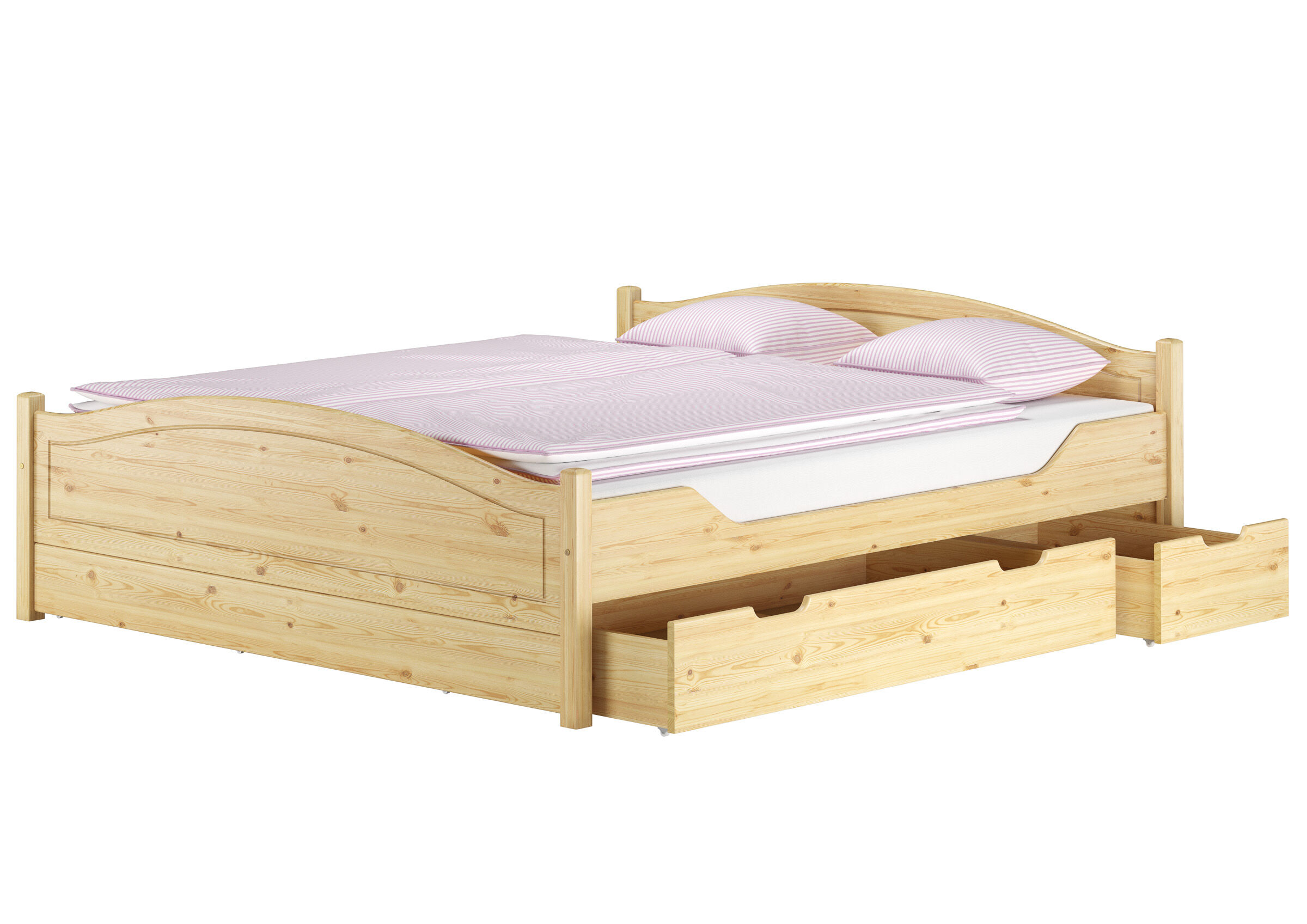 bettgestell, holzbettrahmen, holzbett, lagerungsschubladen, nachtkästen?, Massivholzbett Kiefer natur mit Bettkasten