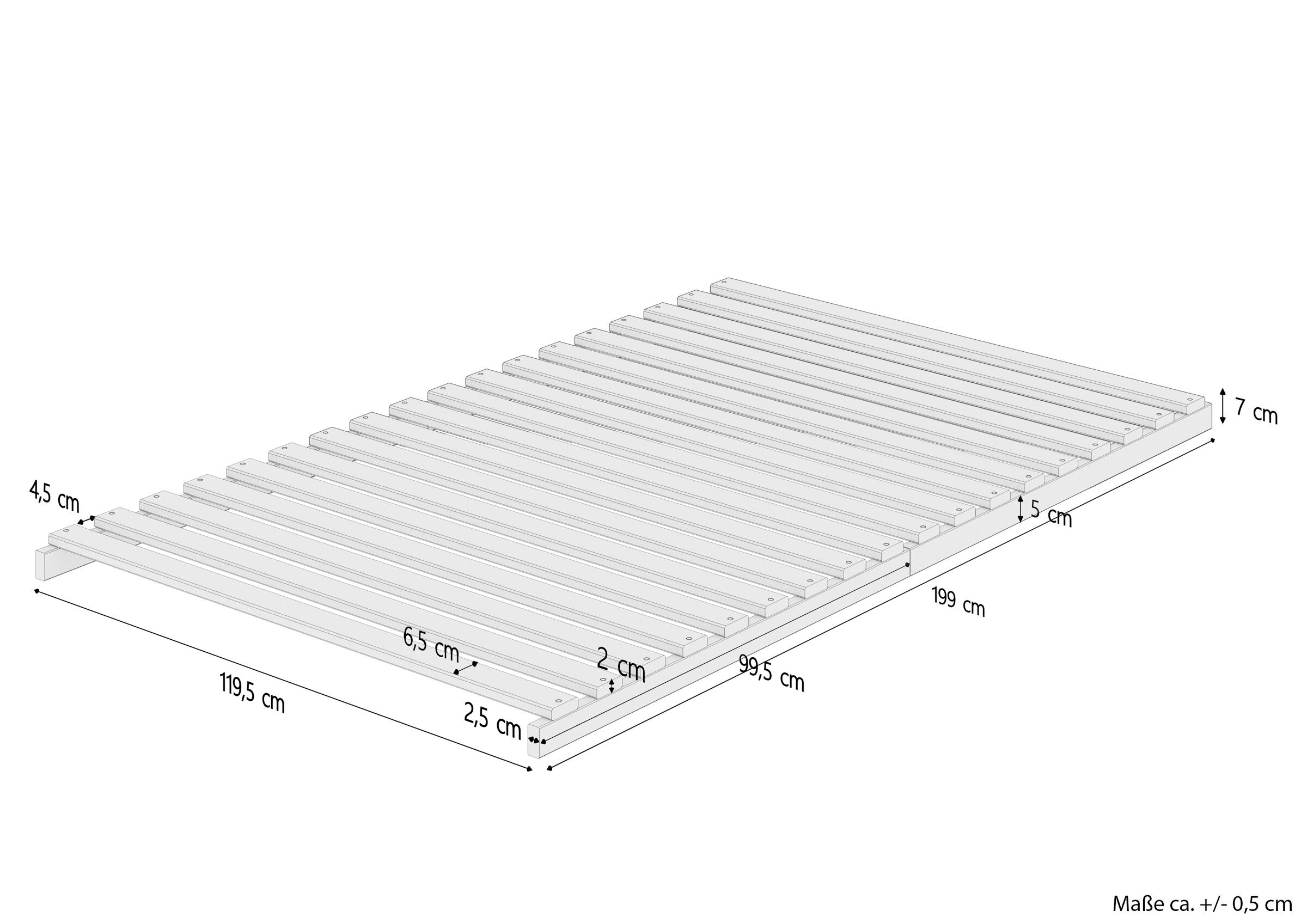 Diagramm, Handlung, Maßskizze Lattenrost