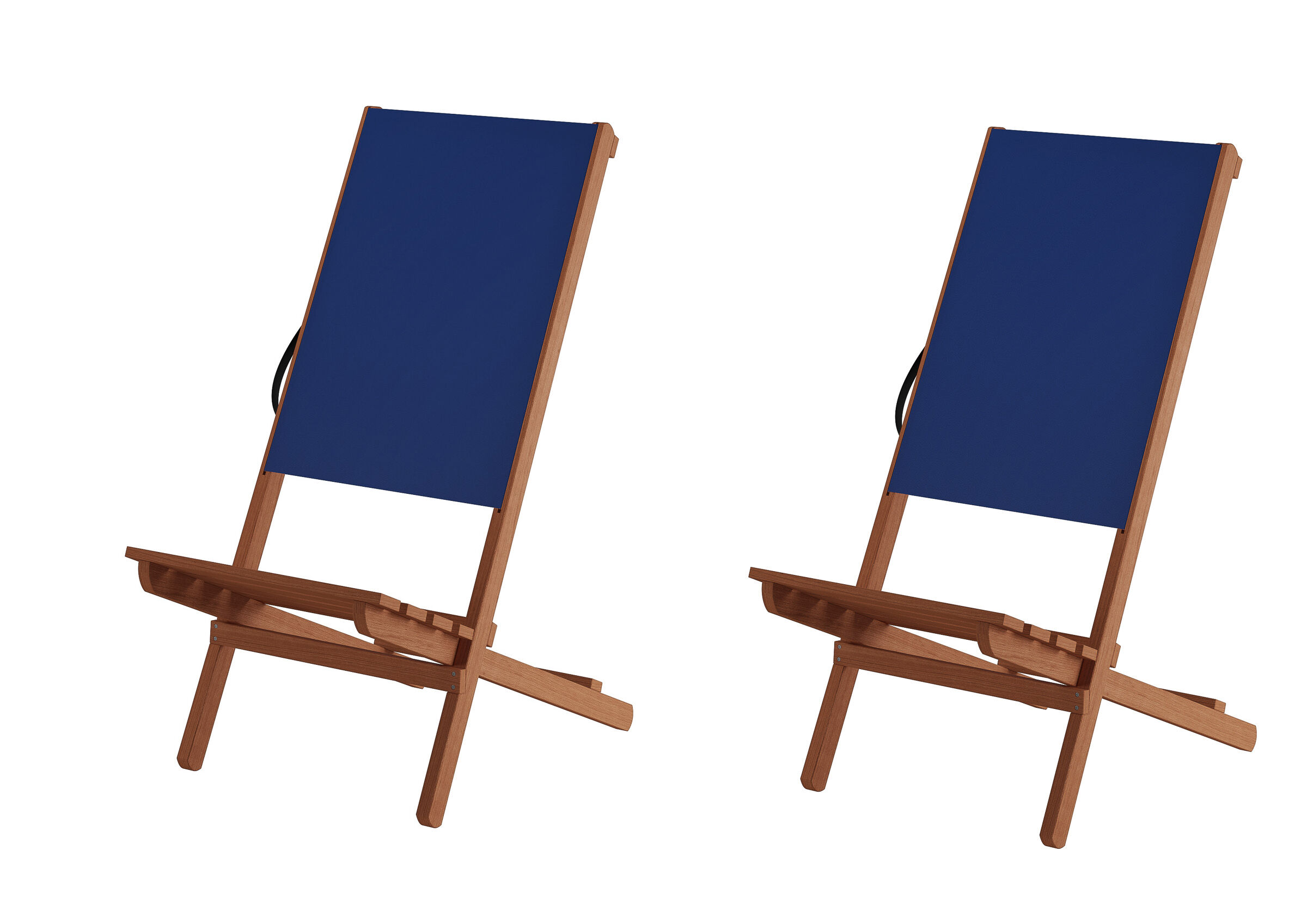 Sonnenliege, Liege, Holzrahmen, Blaue Sitzfläche, klappbar, blaue Gartenstühle zum Stecken