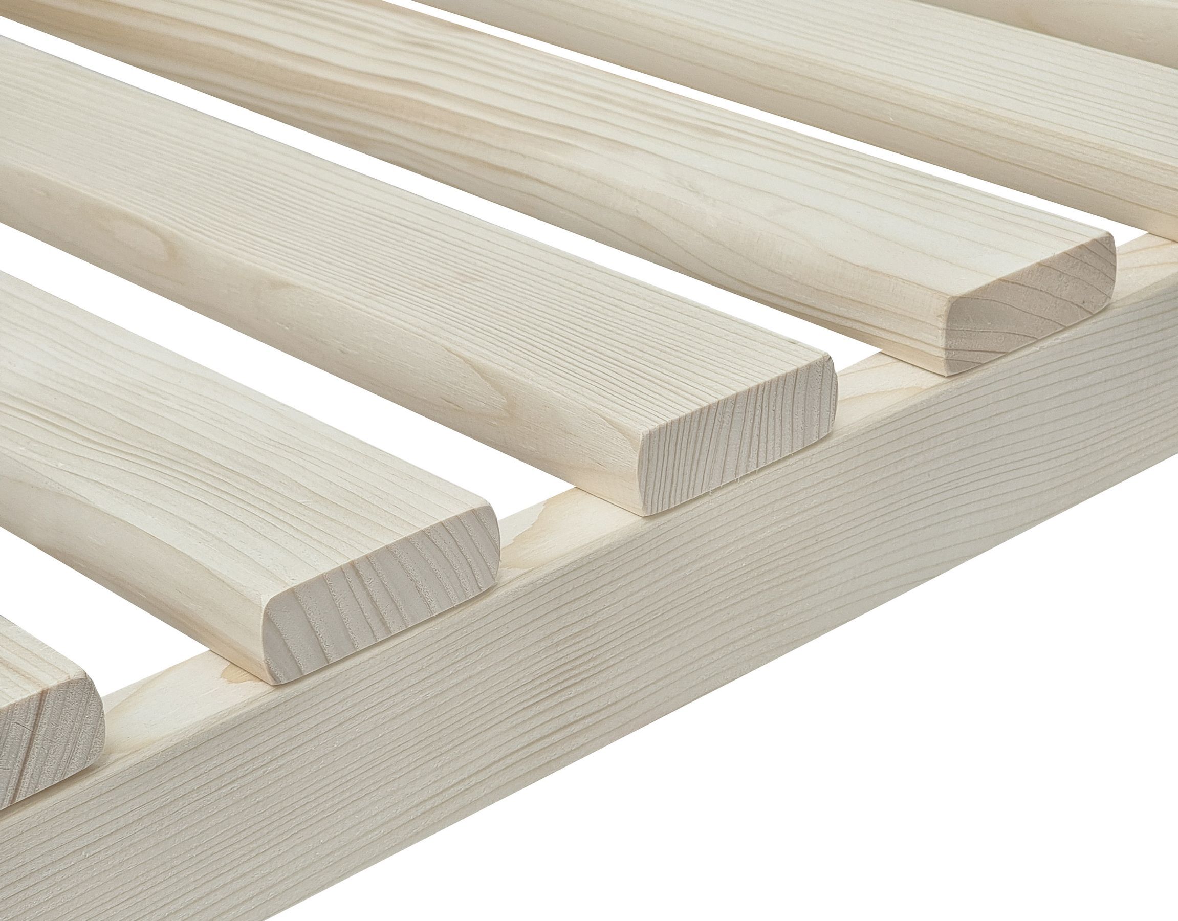 Holzlatten, Holzstangen, Kiefernholz, Naturholz, Holzleisten, Überlanger Rost 90x220 im Detail