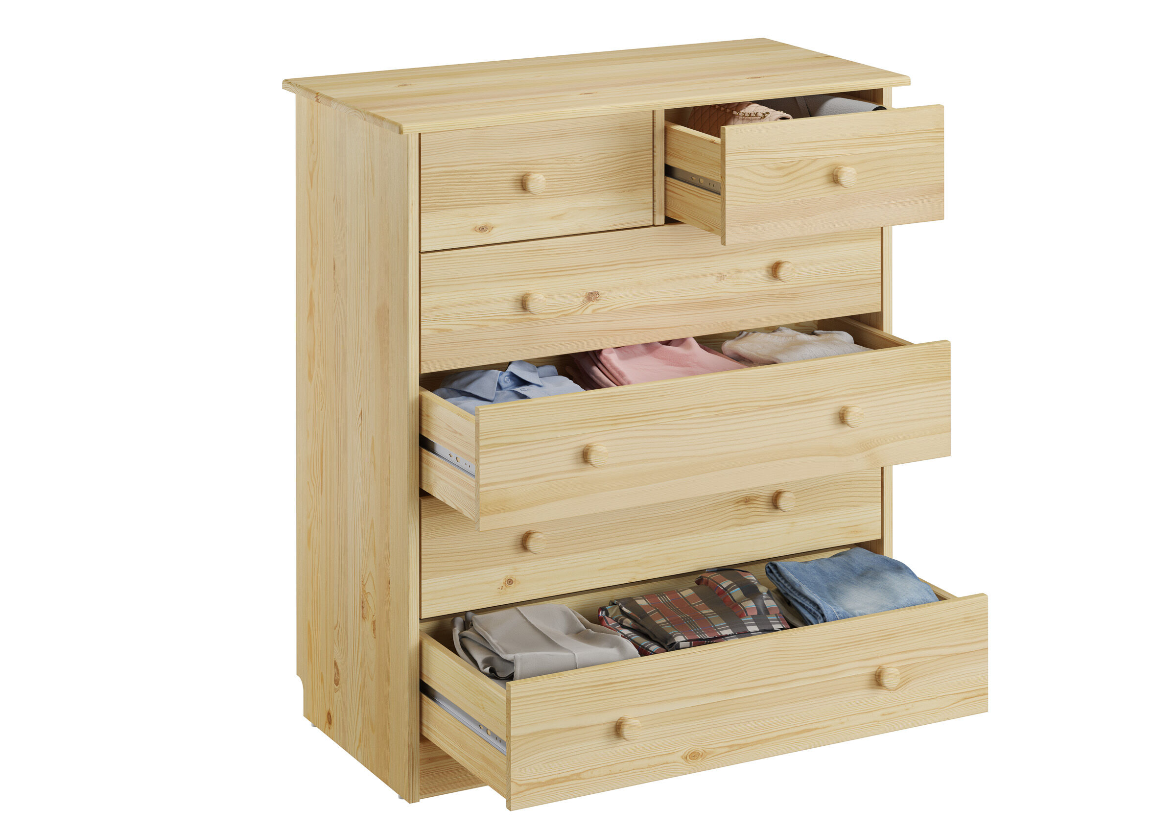 Kleiderschrank, Holz, Schubladen, Kiefernholz, Aufbewahrung, Kommode flexible Schubladen