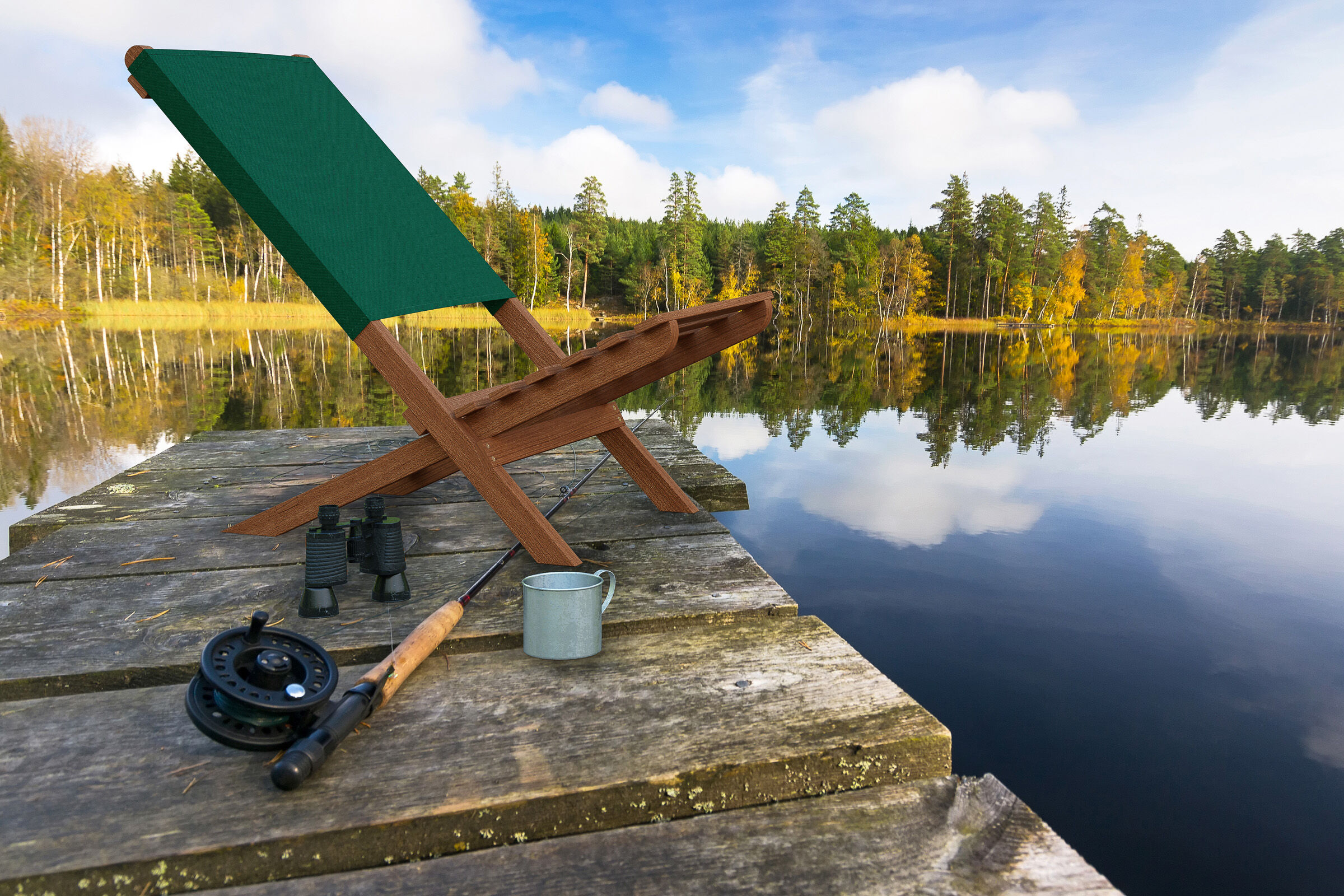 Fischersessel, Veranda, Outdoor, See, Fernglas,
