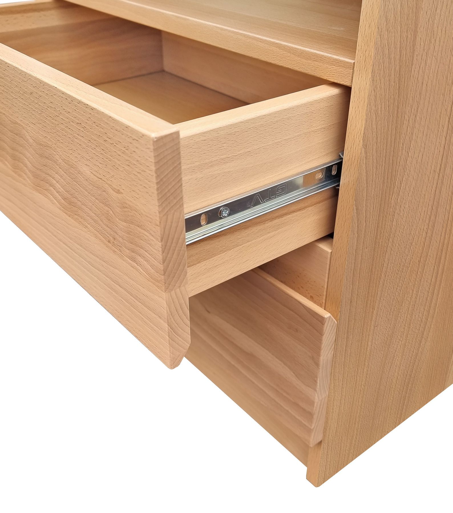 Schublade, Holz, Massivholz, Metallführung, Kiefer, Schubladenansicht Buche Kommode